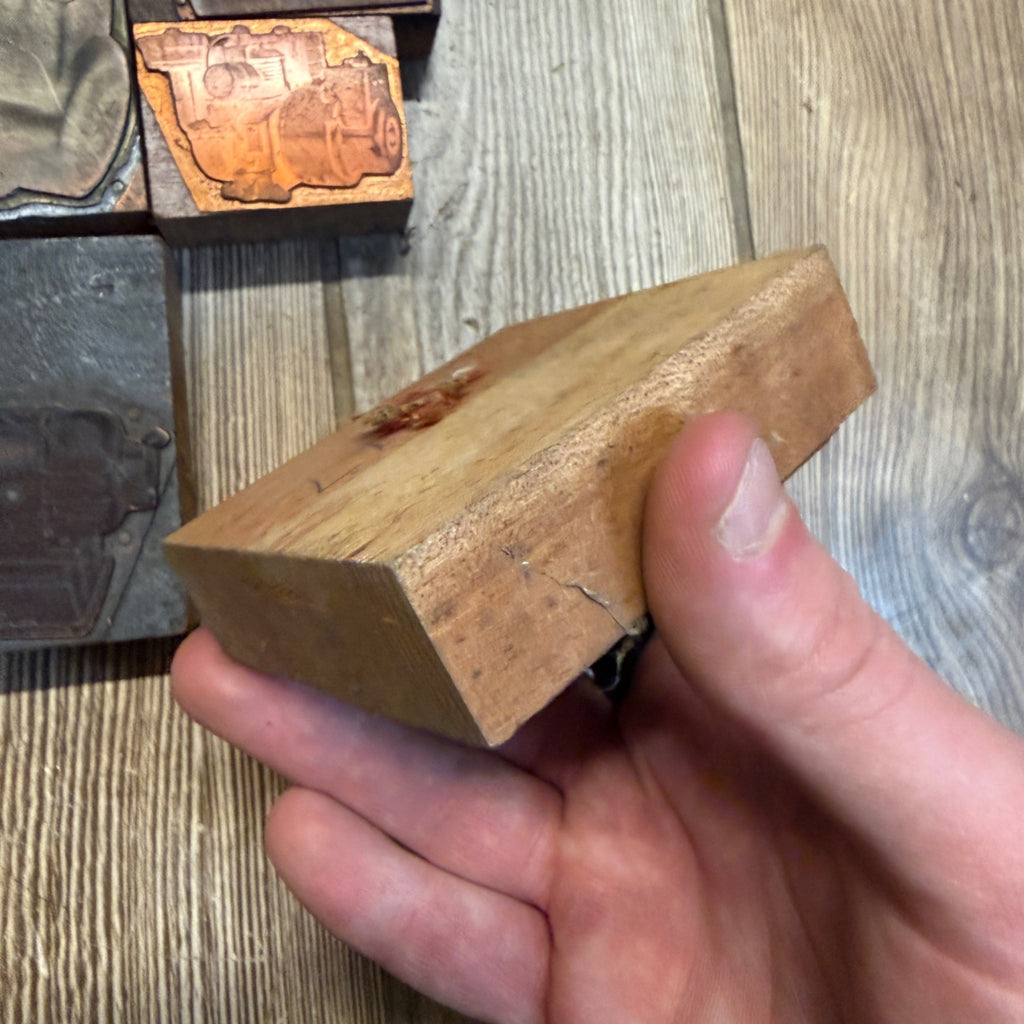 (5) Steampunk Industrial Copper Printing Blocks Small Engines Motor Newspaper