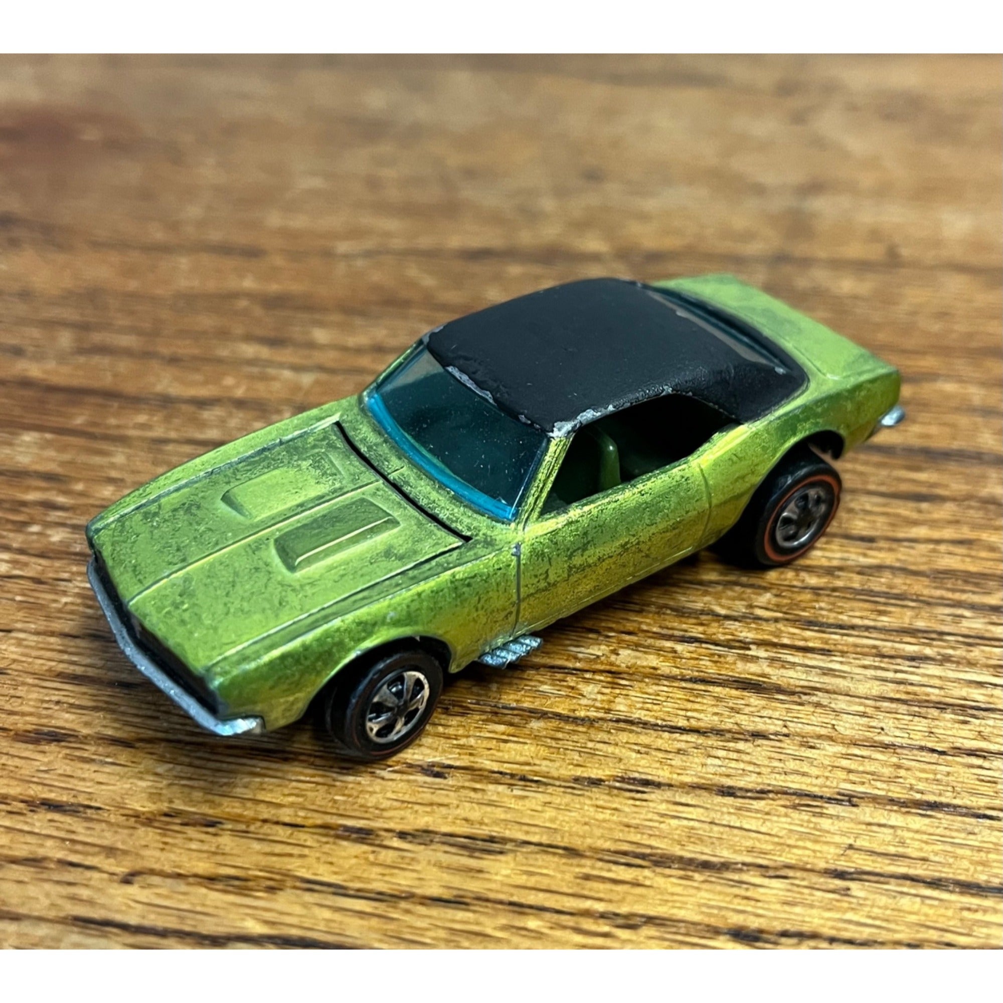 Vintage Hot Wheels Redlines 1967 Custom Camaro Antifreeze Balck Roof HK - Clean