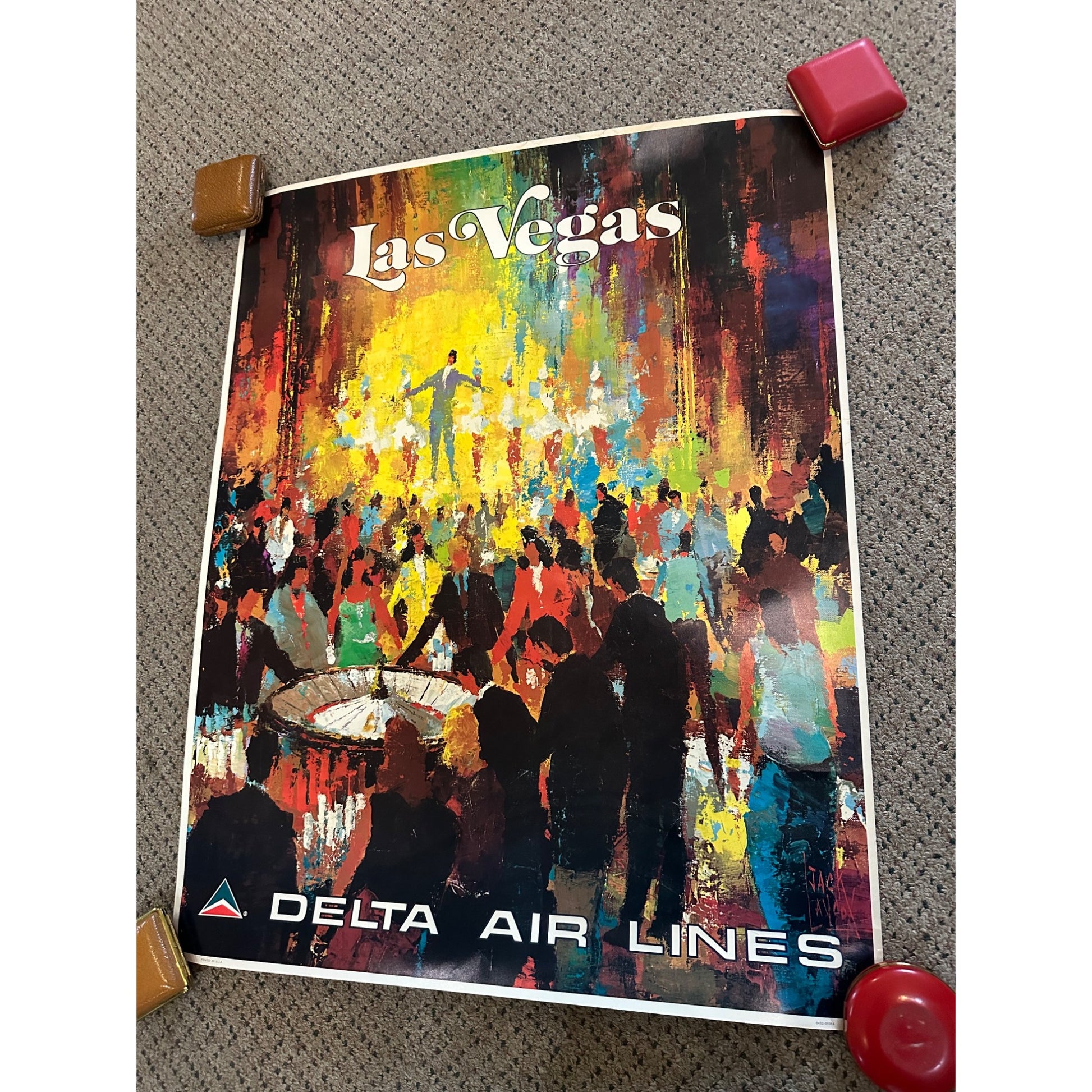 RARE Original Vintage Fly Delta Airlines Las Vegas Poster Airport Travel