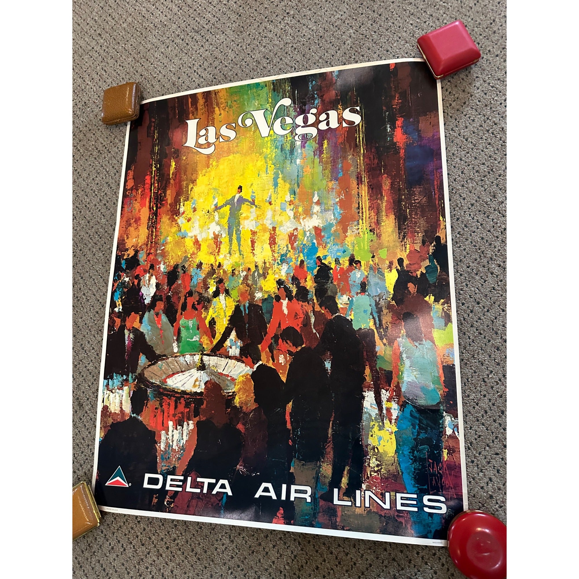RARE Original Vintage Fly Delta Airlines Las Vegas Poster Airport Travel