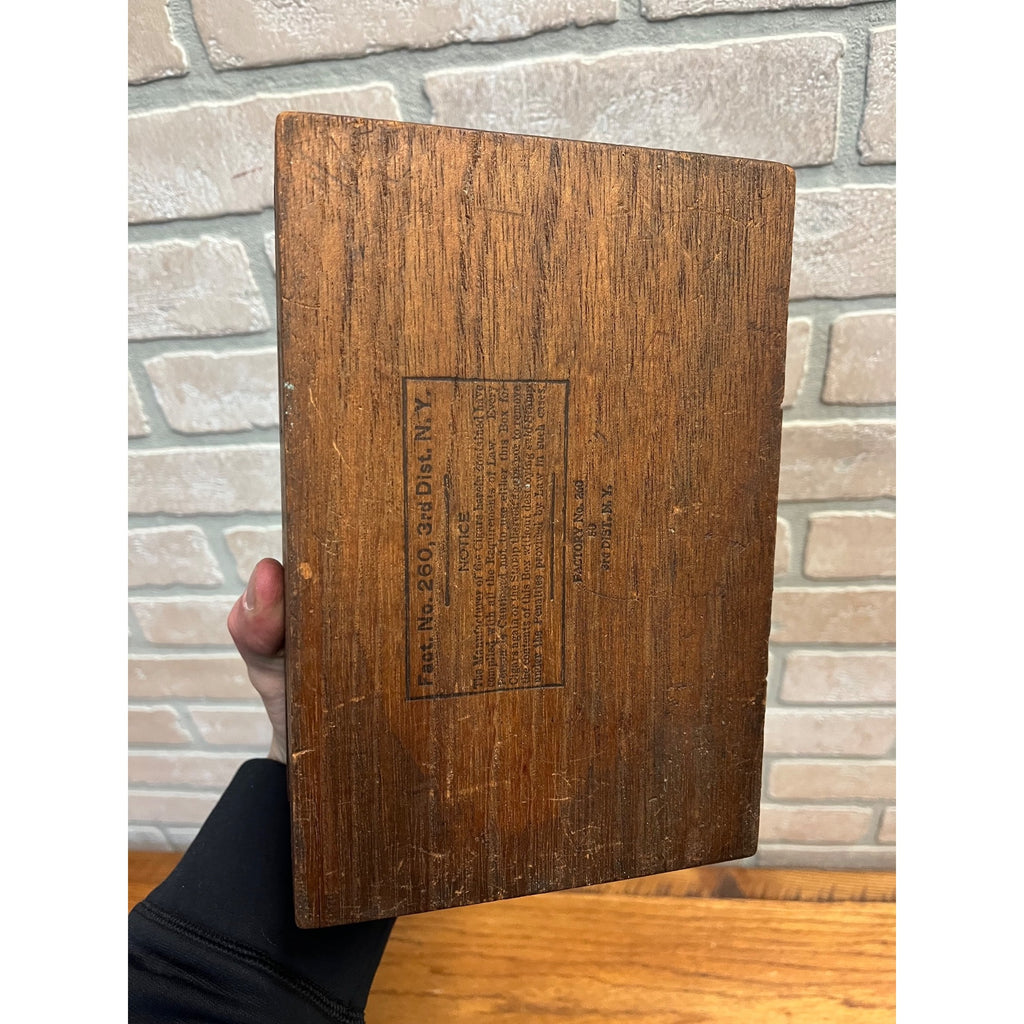 Vintage Hubert Sackett Cigar Box De-Nicotined Wooden Advertising As-Is