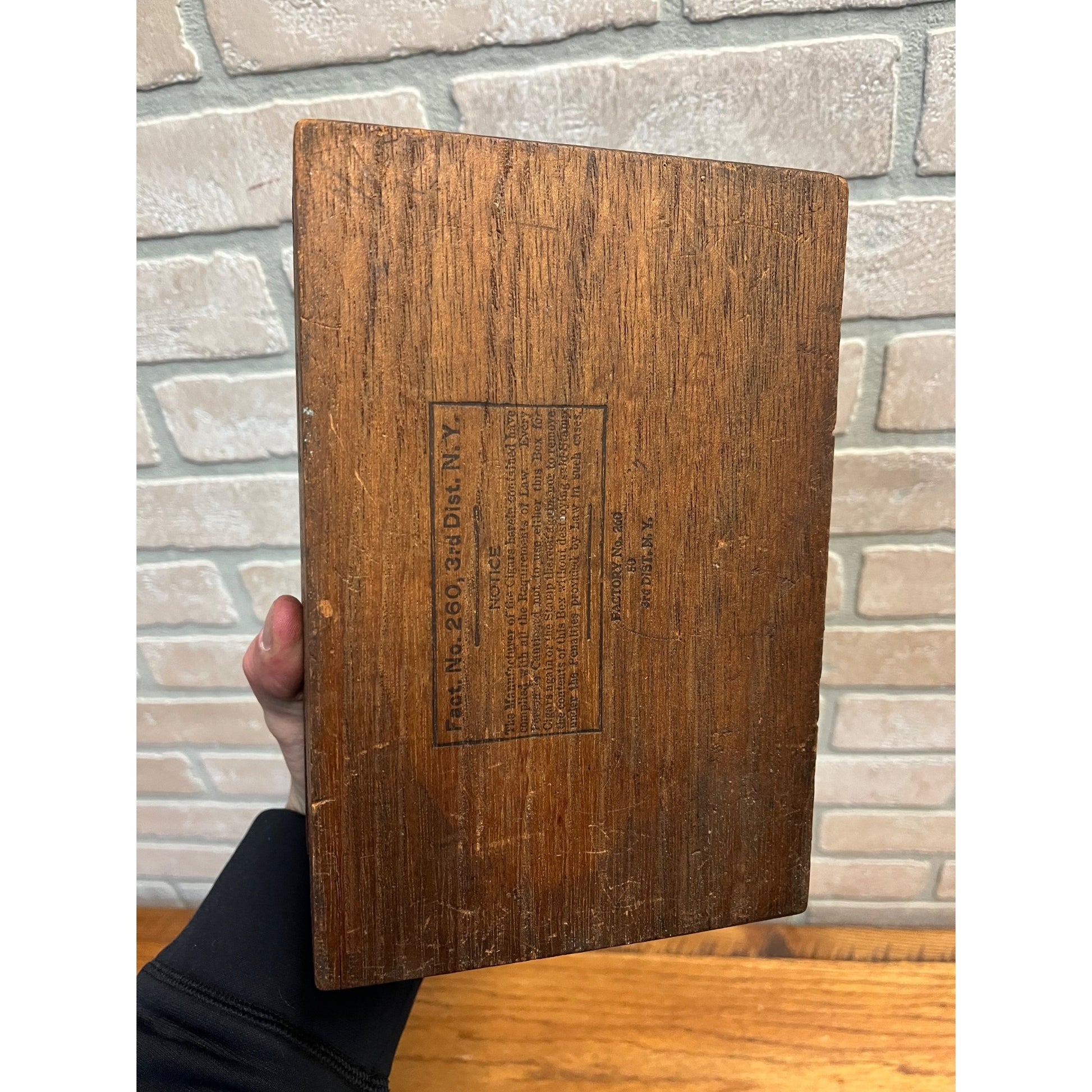 Vintage Hubert Sackett Cigar Box De-Nicotined Wooden Advertising As-Is