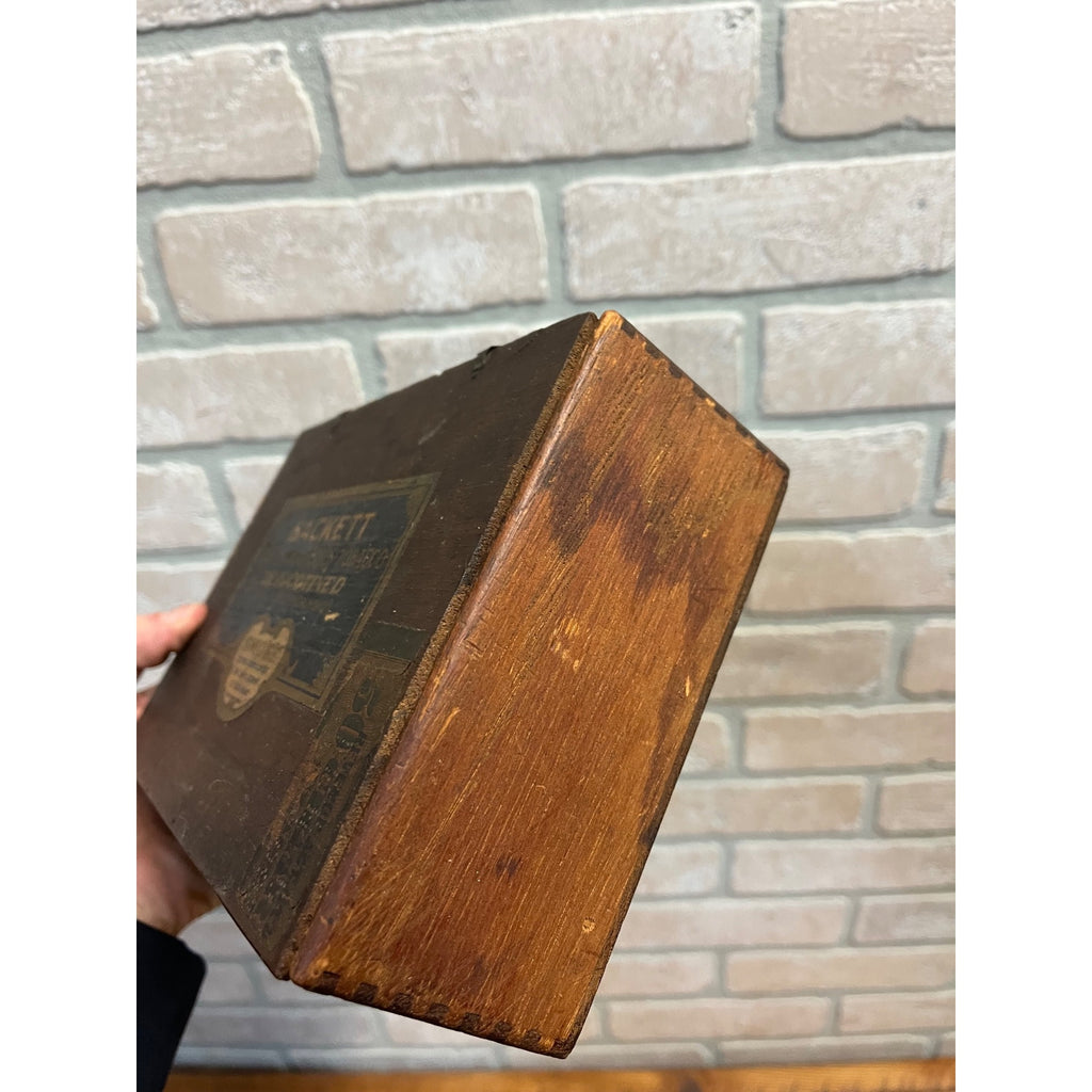 Vintage Hubert Sackett Cigar Box De-Nicotined Wooden Advertising As-Is