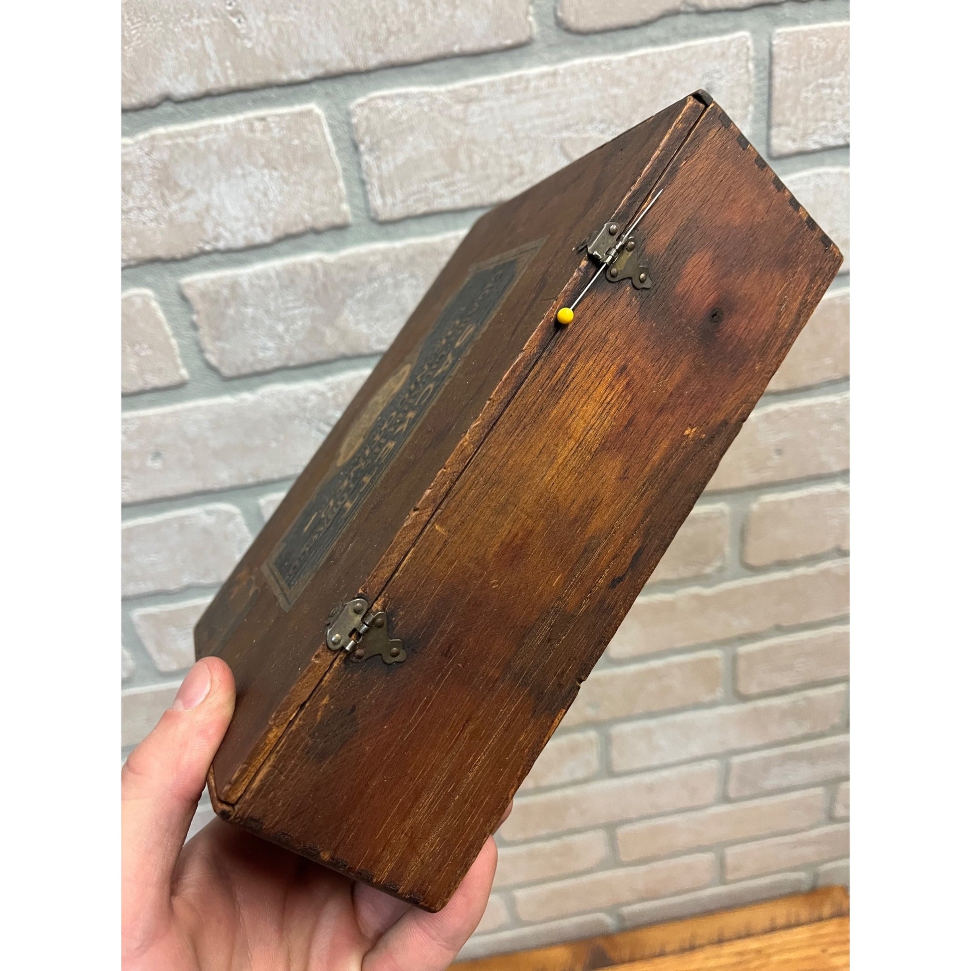 Vintage Hubert Sackett Cigar Box De-Nicotined Wooden Advertising As-Is