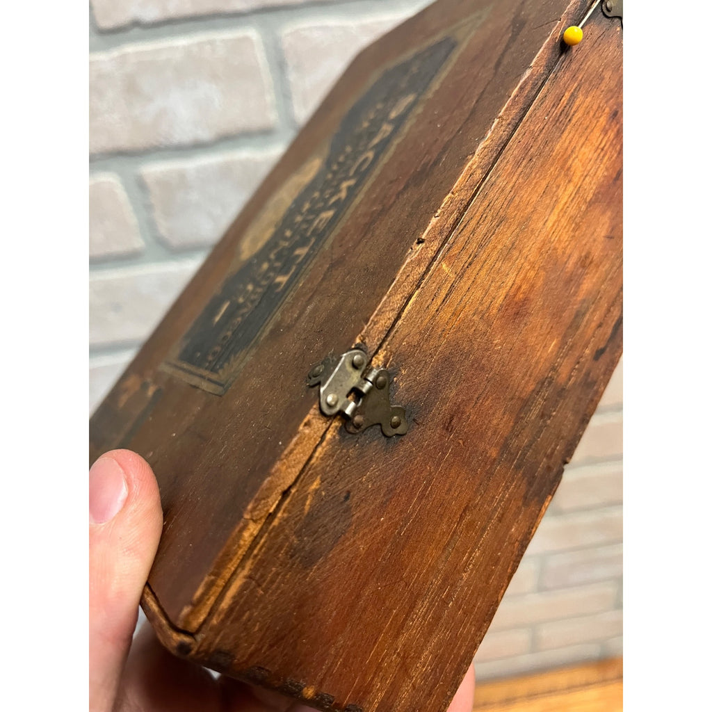 Vintage Hubert Sackett Cigar Box De-Nicotined Wooden Advertising As-Is