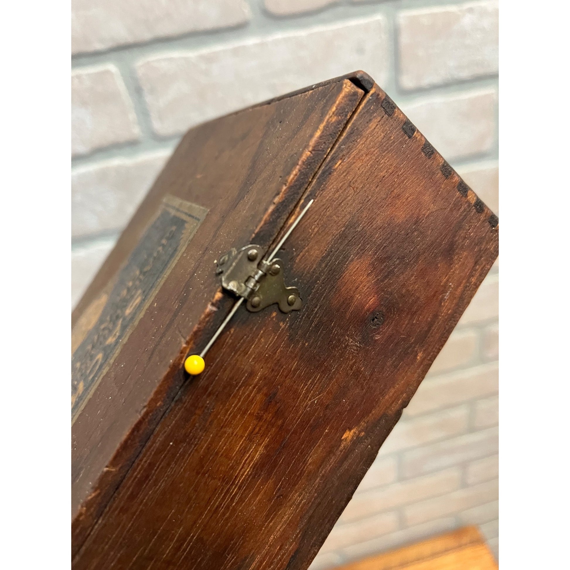 Vintage Hubert Sackett Cigar Box De-Nicotined Wooden Advertising As-Is