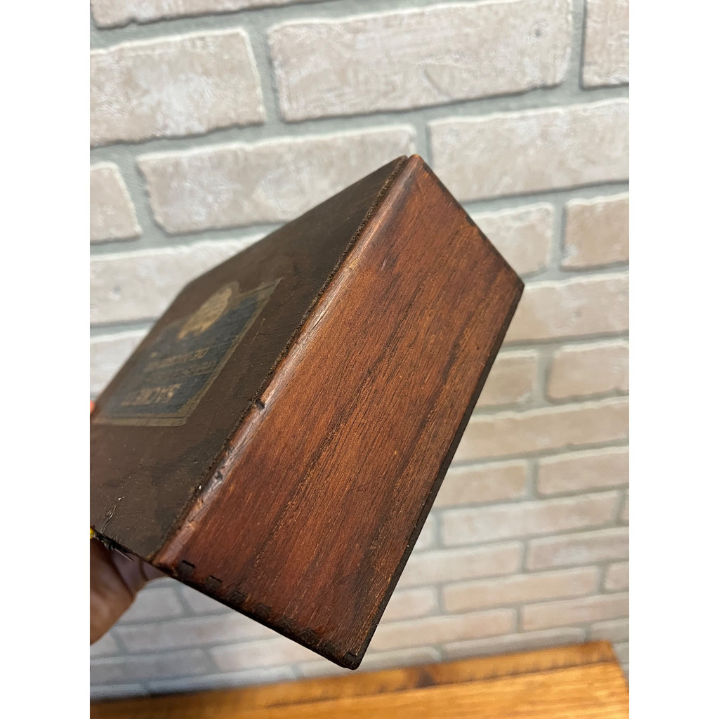 Vintage Hubert Sackett Cigar Box De-Nicotined Wooden Advertising As-Is