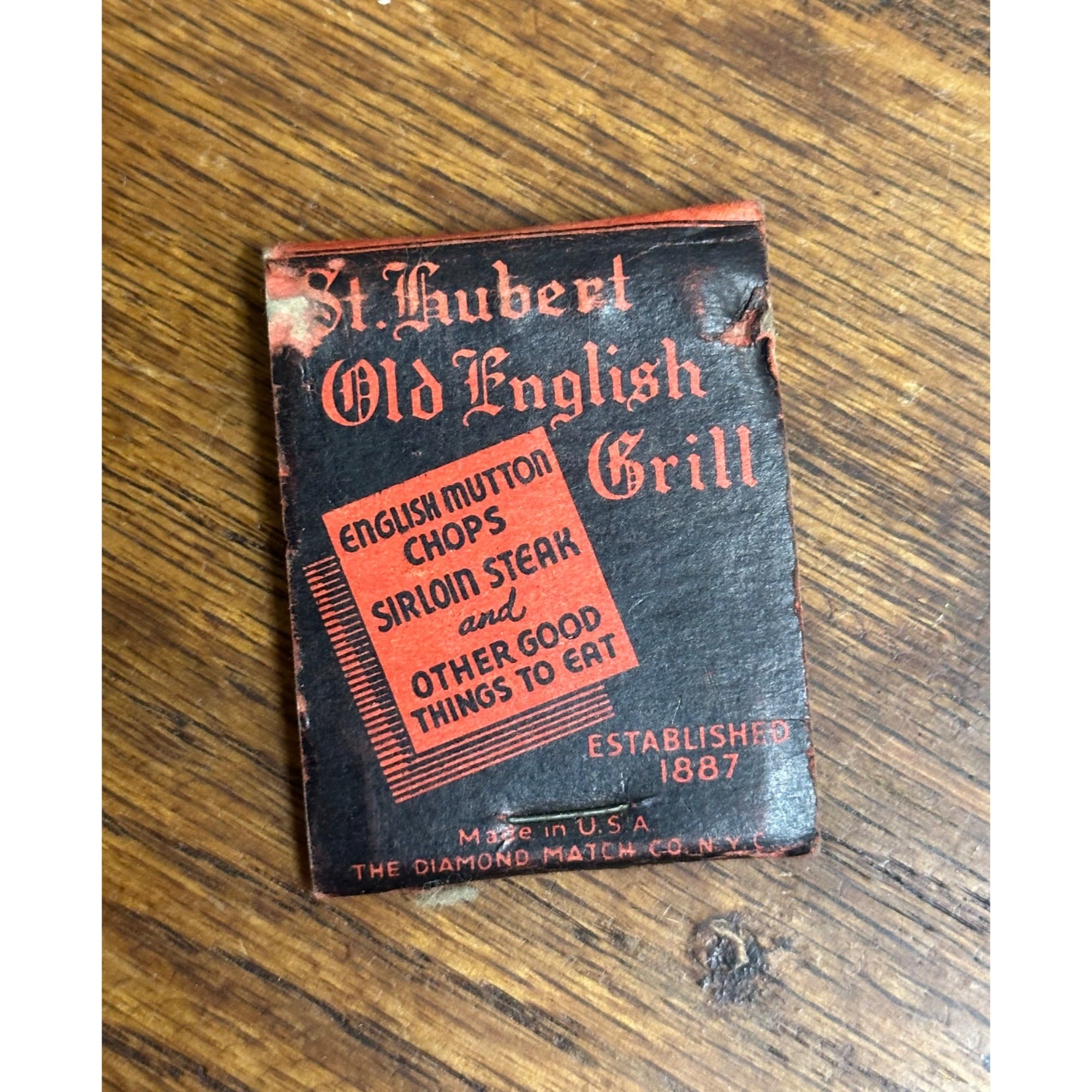 Vintage 1930s St Hubert Old English Grill Chicago Matchbook Full Unstruck Matches