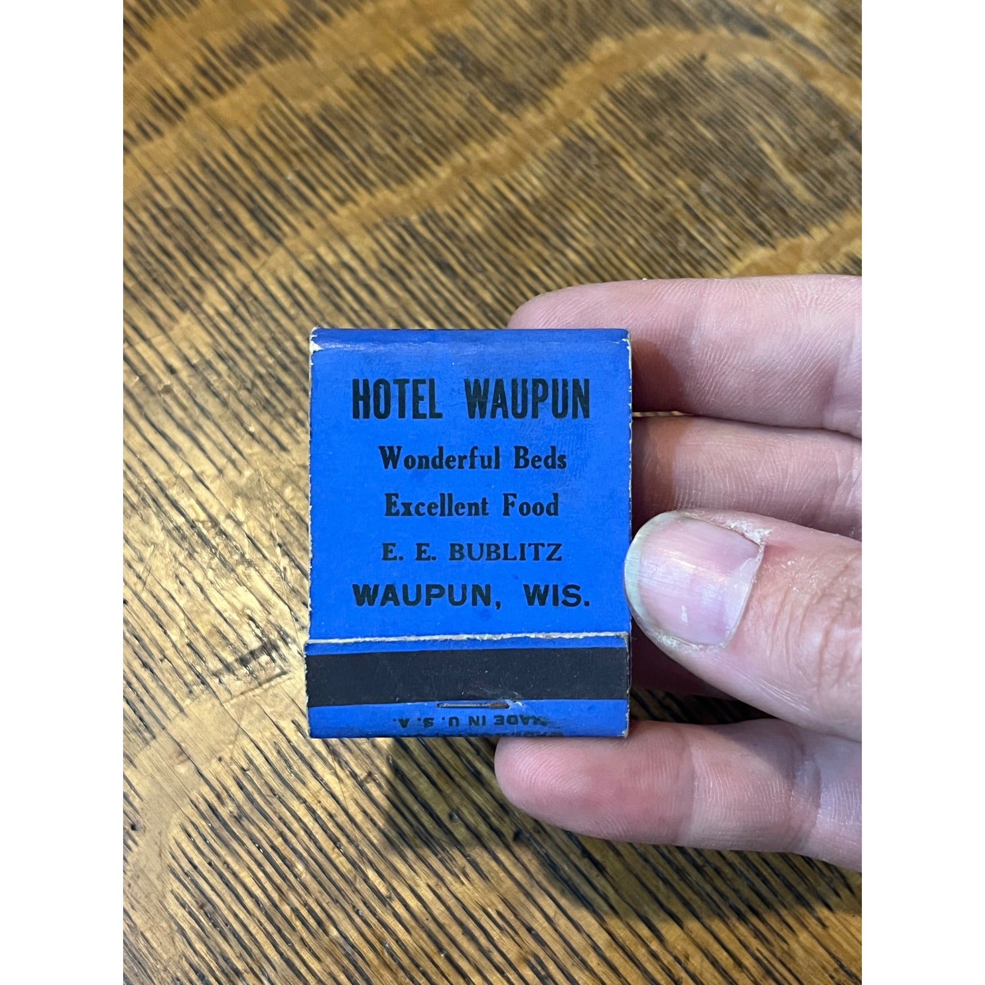 Vintage Matchbook Advertising - Hotel Waupun - Waupun, Wis.
