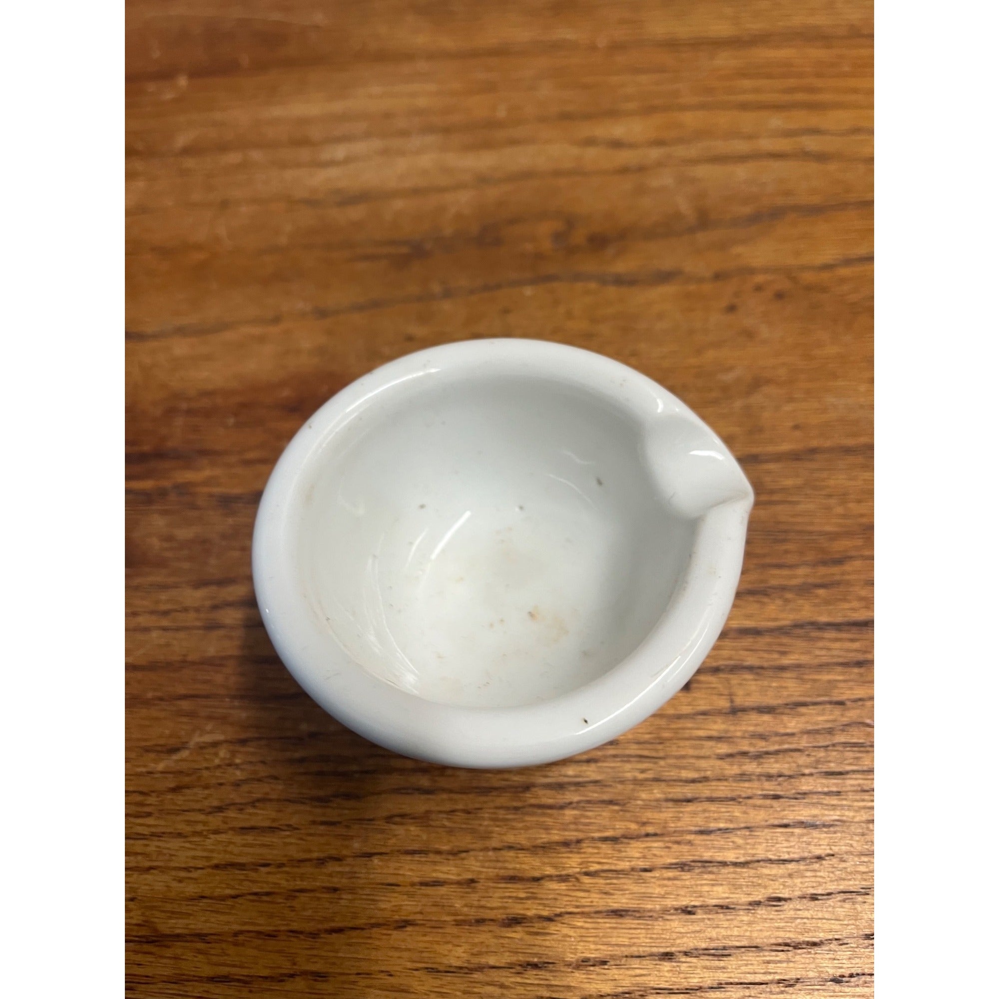 Vintage Apothecary 3" Round White Porcelain Mortar & Wood Pestle