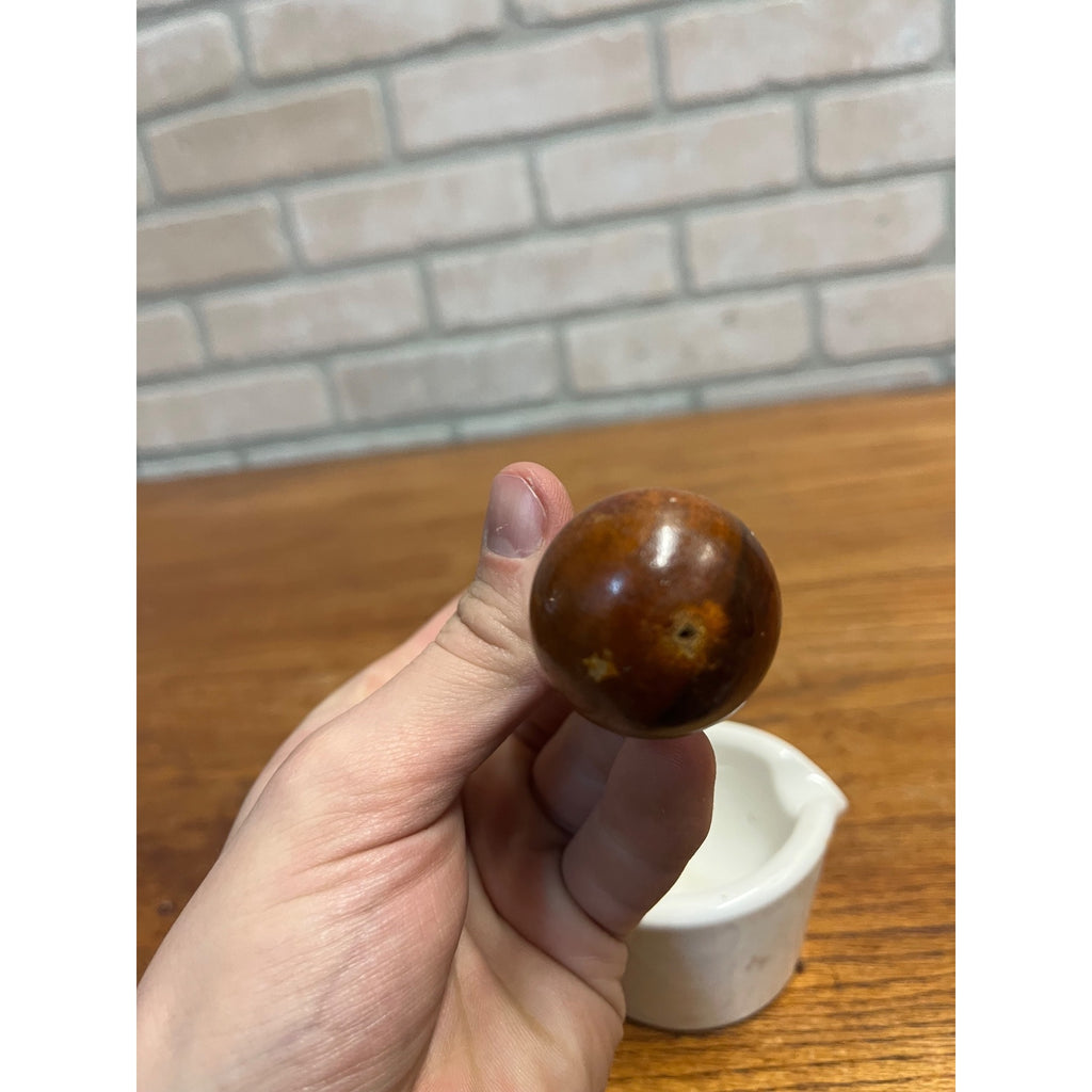 Vintage Apothecary 3" Round White Porcelain Mortar & Wood Pestle