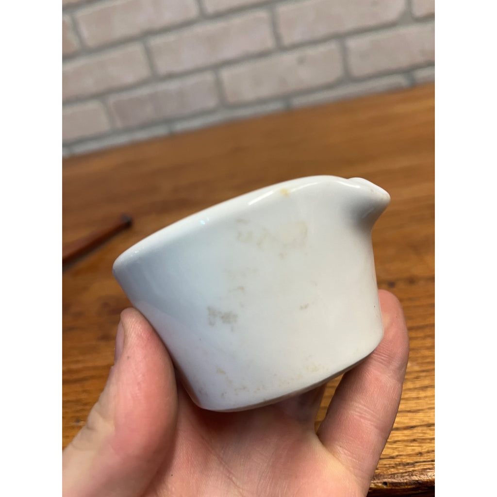 Vintage Apothecary 3" Round White Porcelain Mortar & Wood Pestle