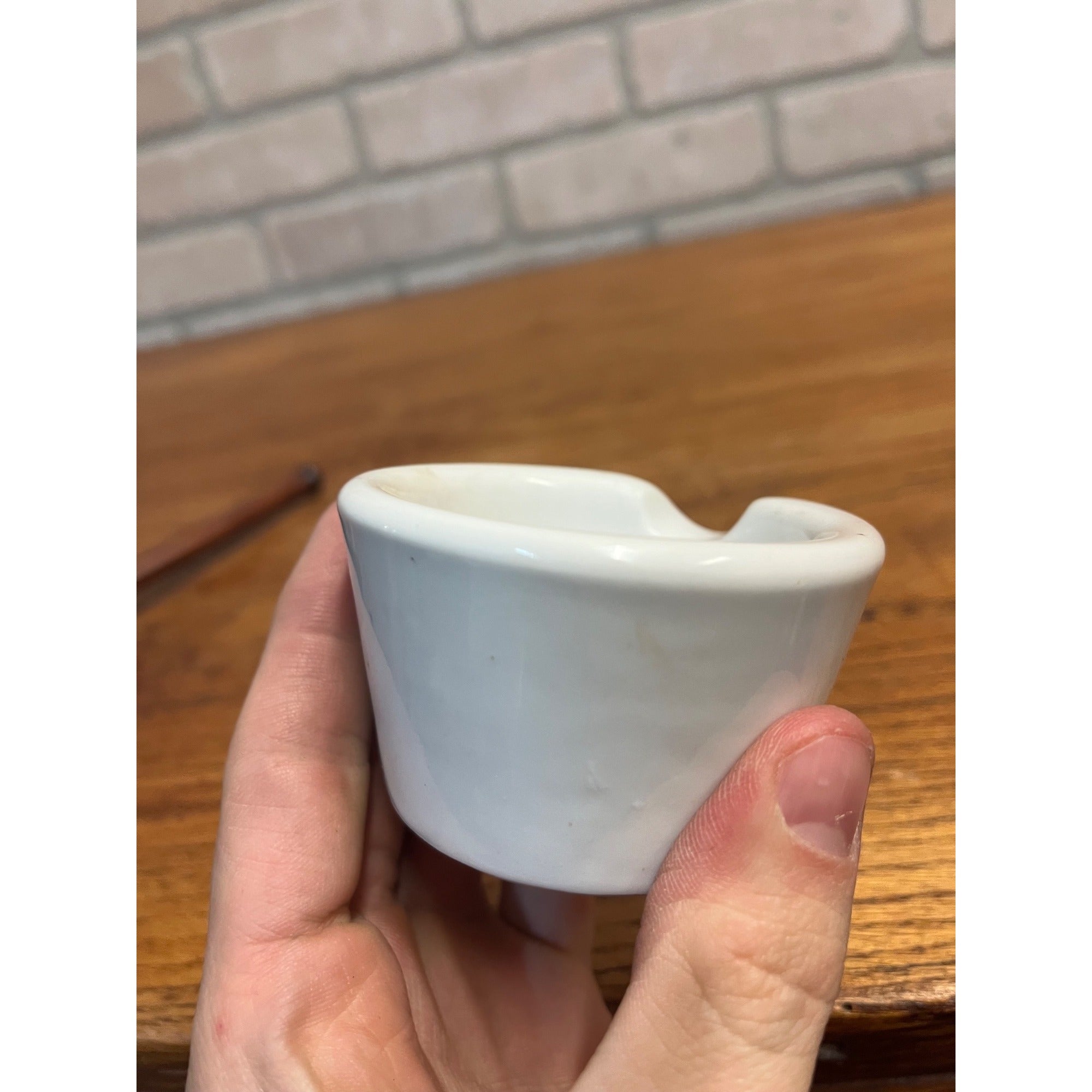 Vintage Apothecary 3" Round White Porcelain Mortar & Wood Pestle