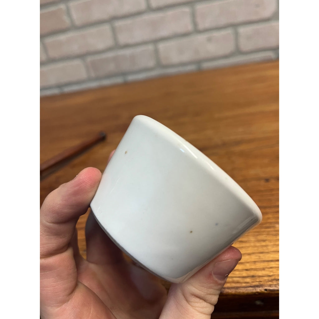 Vintage Apothecary 3" Round White Porcelain Mortar & Wood Pestle