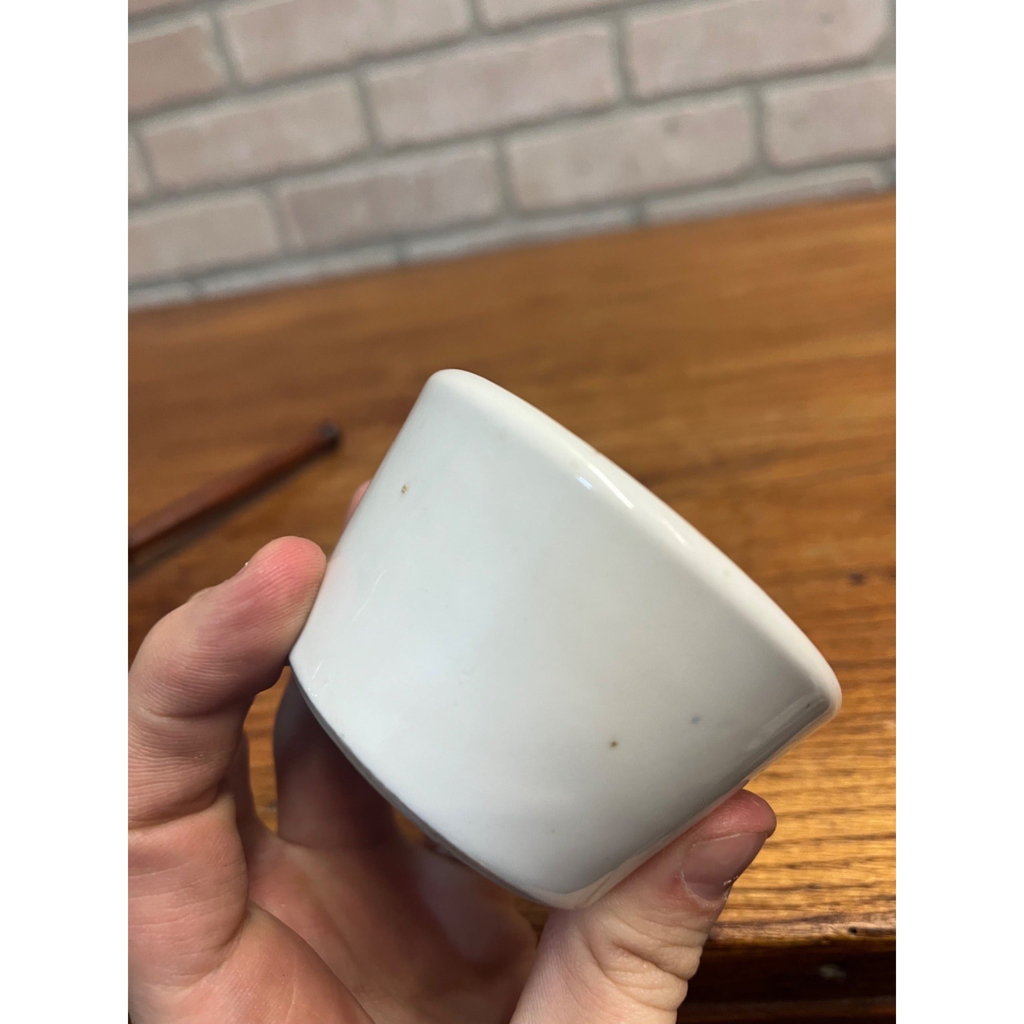 Vintage Apothecary 3" Round White Porcelain Mortar & Wood Pestle