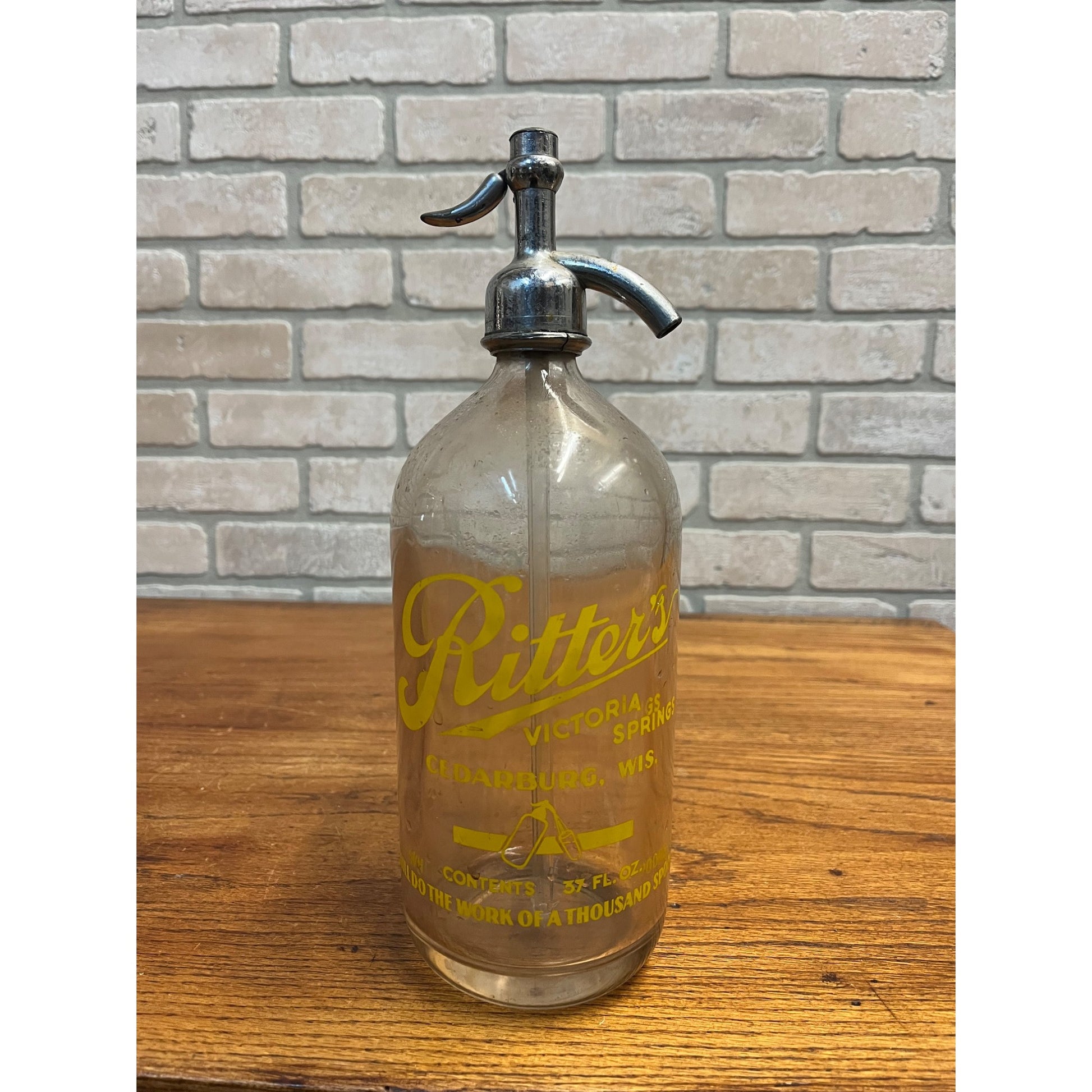 Vintage Ritter's Victoria Springs Cedarburg Wisconsin Seltzer Bottle Wis WI