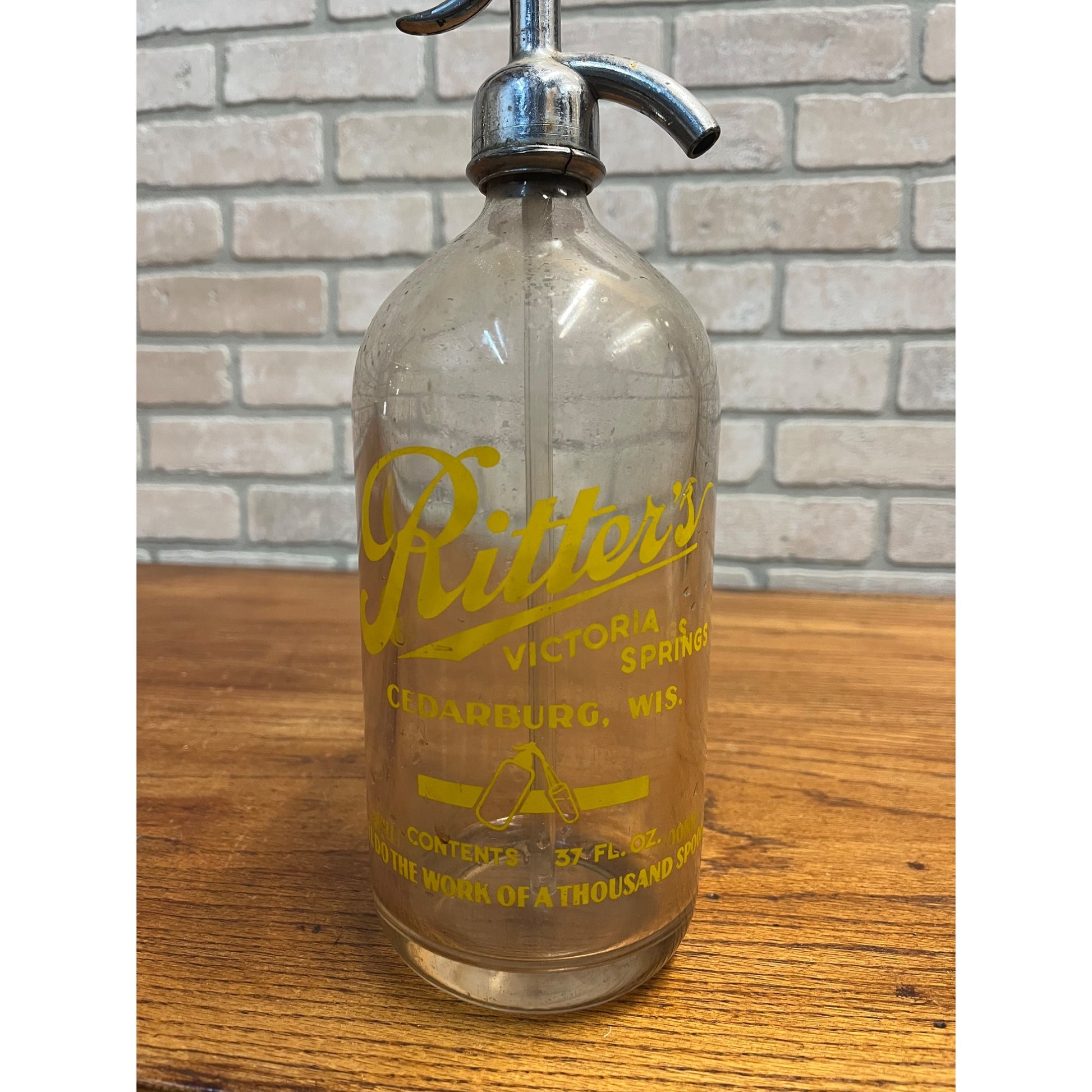 Vintage Ritter's Victoria Springs Cedarburg Wisconsin Seltzer Bottle Wis WI