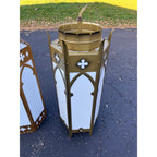 Vintage Gothic Revival Church Pendant Light Fixtures -- Pair