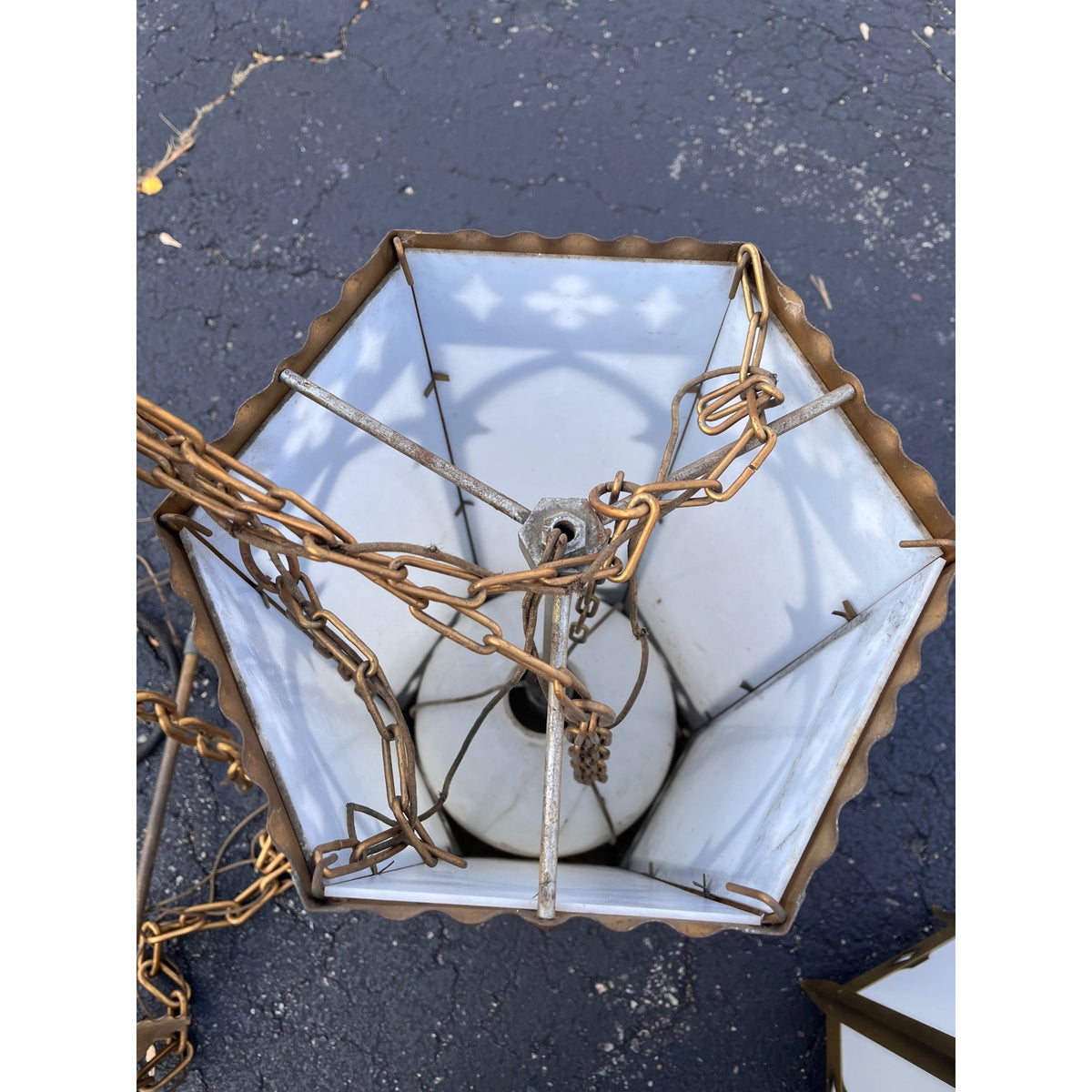 Vintage Gothic Revival Church Pendant Light Fixtures -- Pair