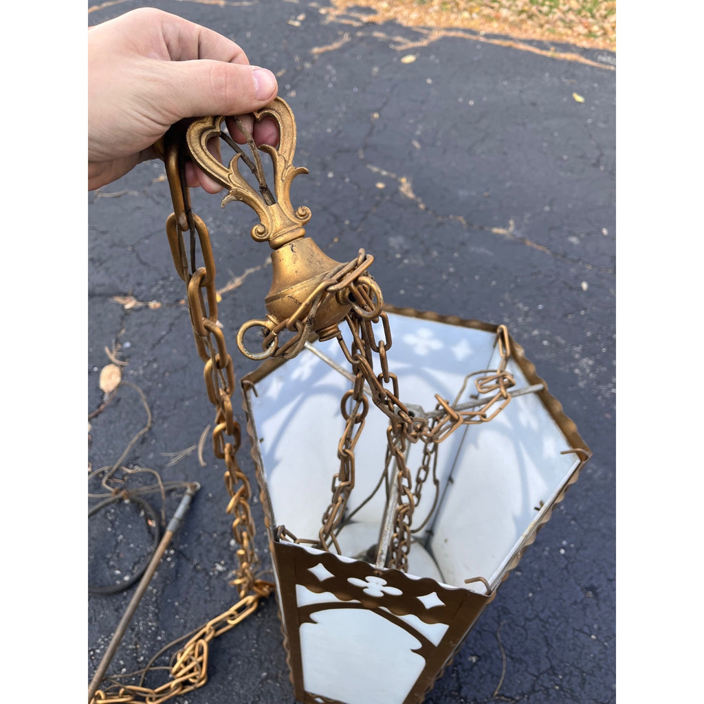 Vintage Gothic Revival Church Pendant Light Fixtures -- Pair