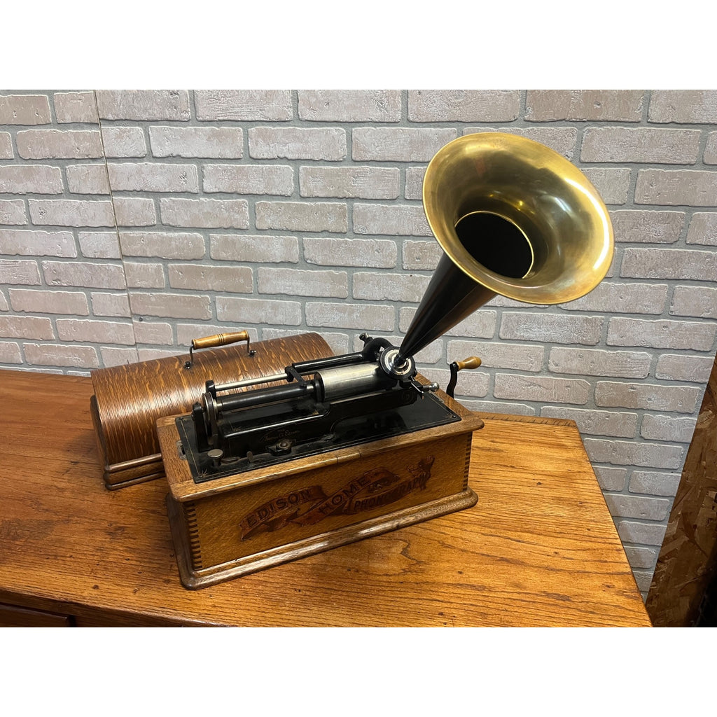 Antique Edison Home Cylinder Phonograph w/ Horn Model B Reproducer - Repair