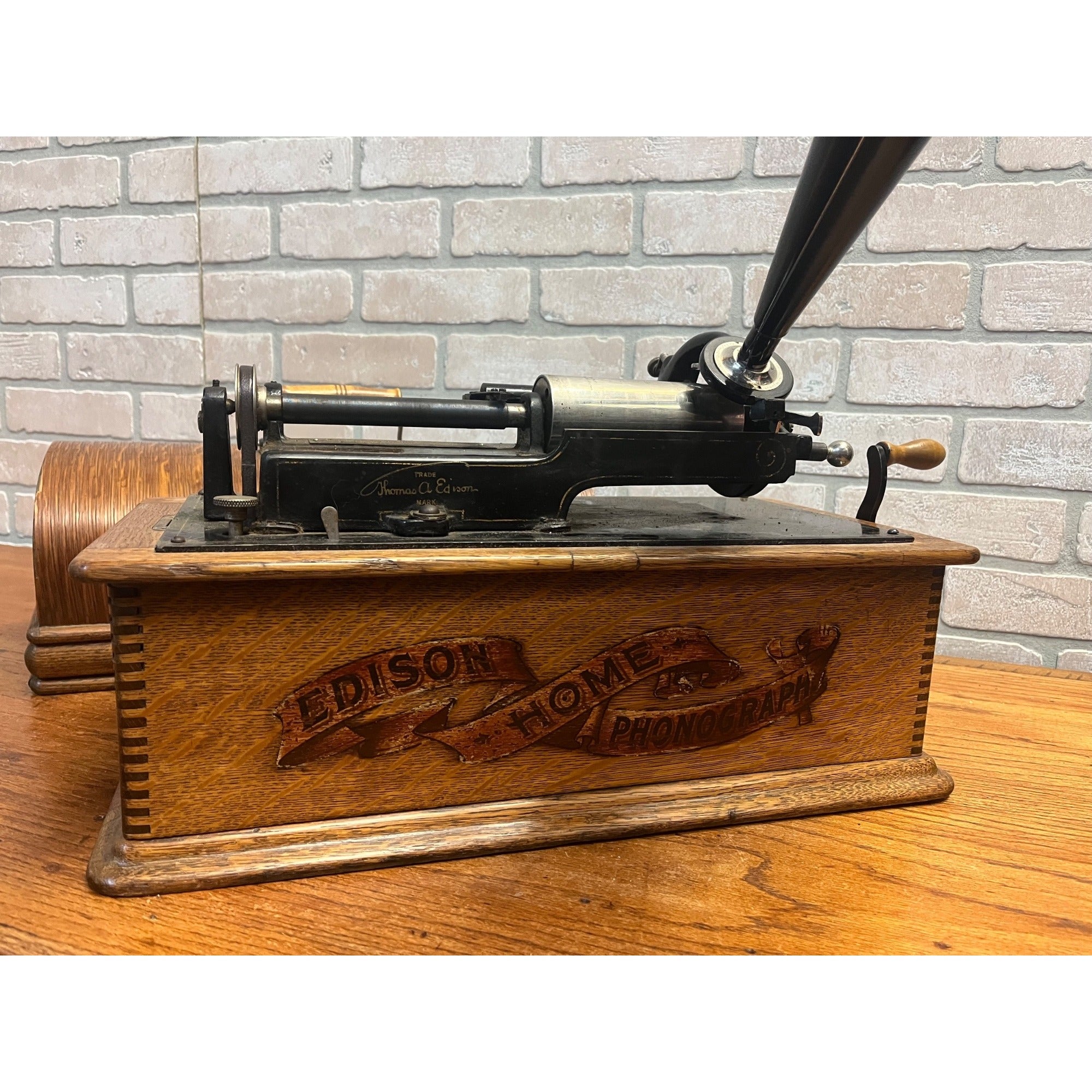 Antique Edison Home Cylinder Phonograph w/ Horn Model B Reproducer - Repair