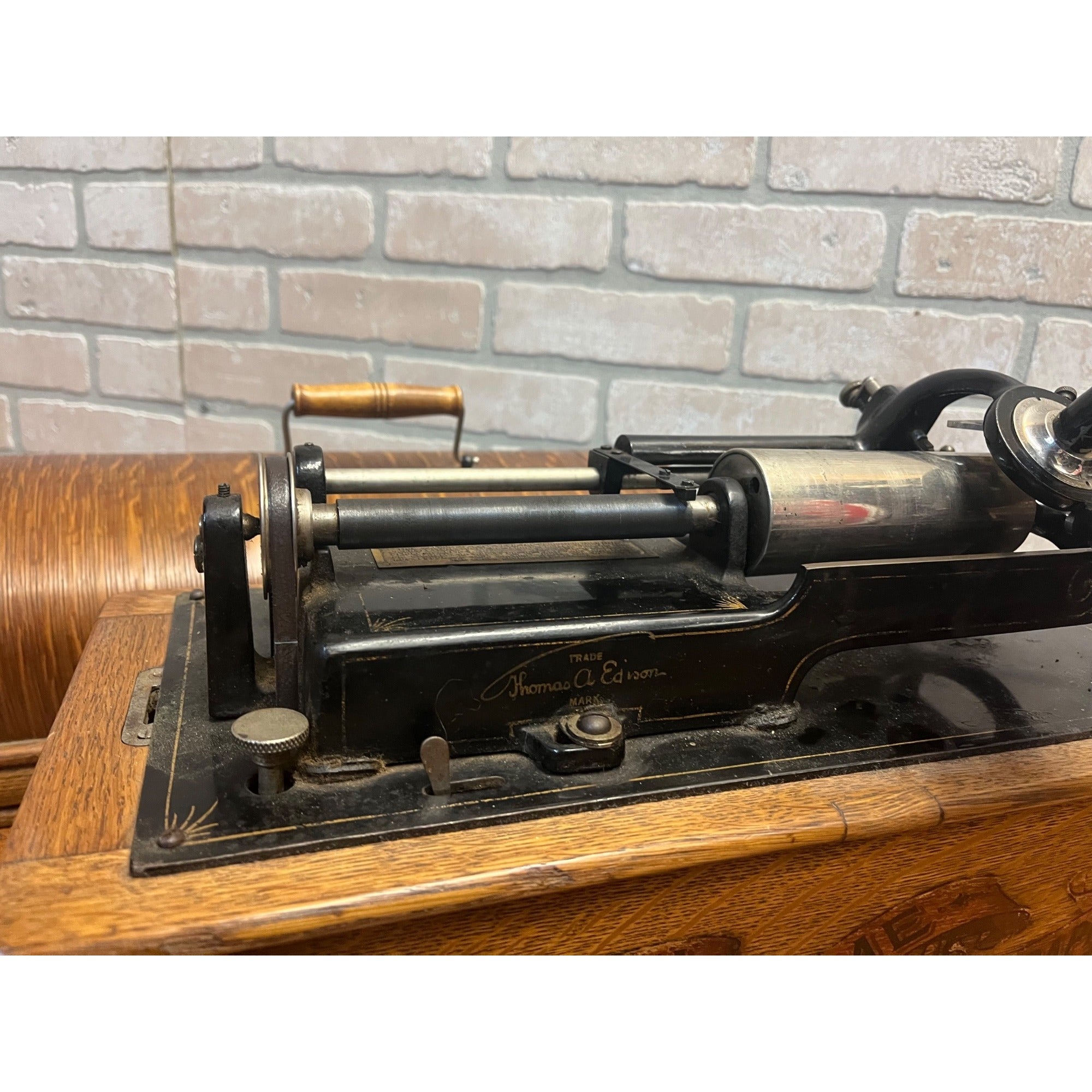 Antique Edison Home Cylinder Phonograph w/ Horn Model B Reproducer - Repair