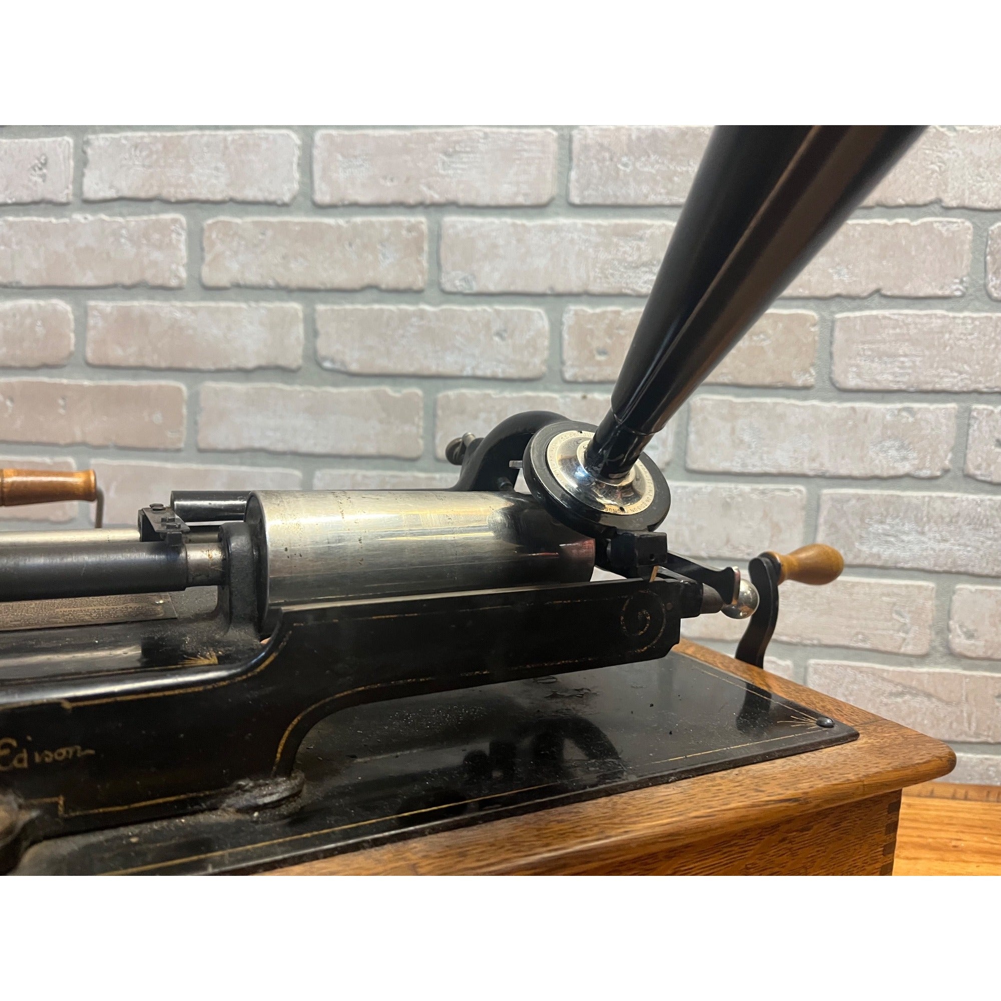 Antique Edison Home Cylinder Phonograph w/ Horn Model B Reproducer - Repair