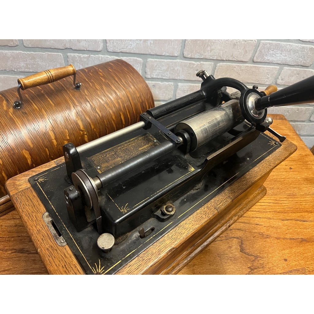 Antique Edison Home Cylinder Phonograph w/ Horn Model B Reproducer - Repair