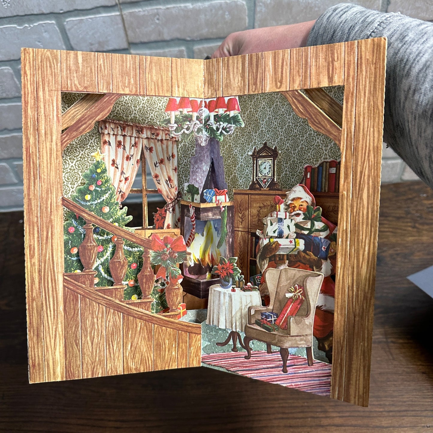 Vintage 1960s Gibson 3D Pop Up Christmas Card Fold-Out Santa