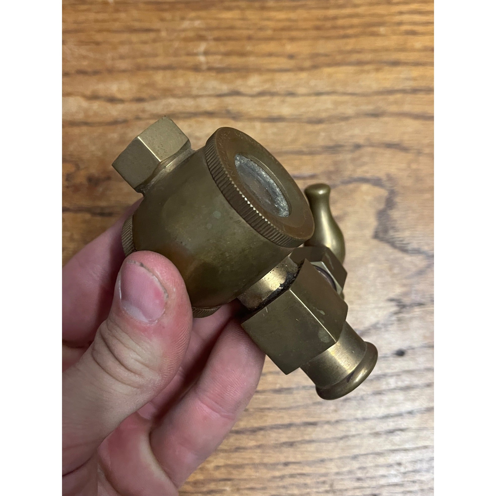 Vintage Brass Lubricator Sight Glass Valve Lunkenheimer Co. Visible Steam Engine