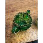 Antique EAPG Northwoods Emerald Green Butter Dish Sugar Bowl Condiment Bowl SET