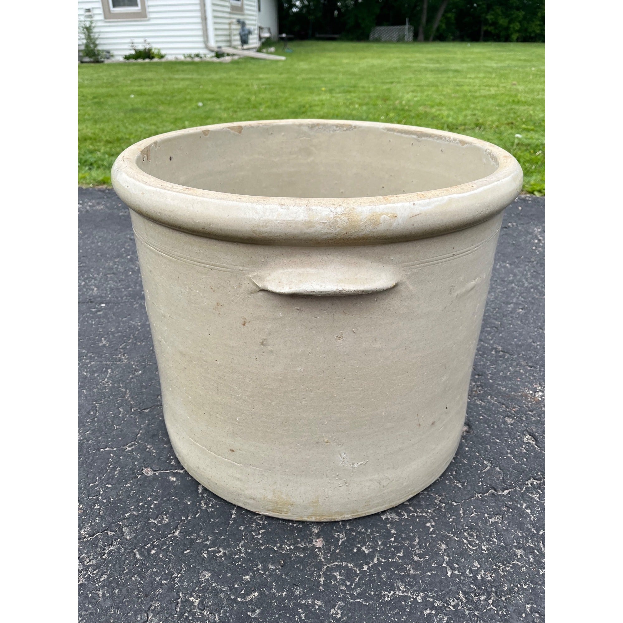 Antique Monmouth Pottery Co. 15 Gallon Stoneware Crock Rare Squatty Size