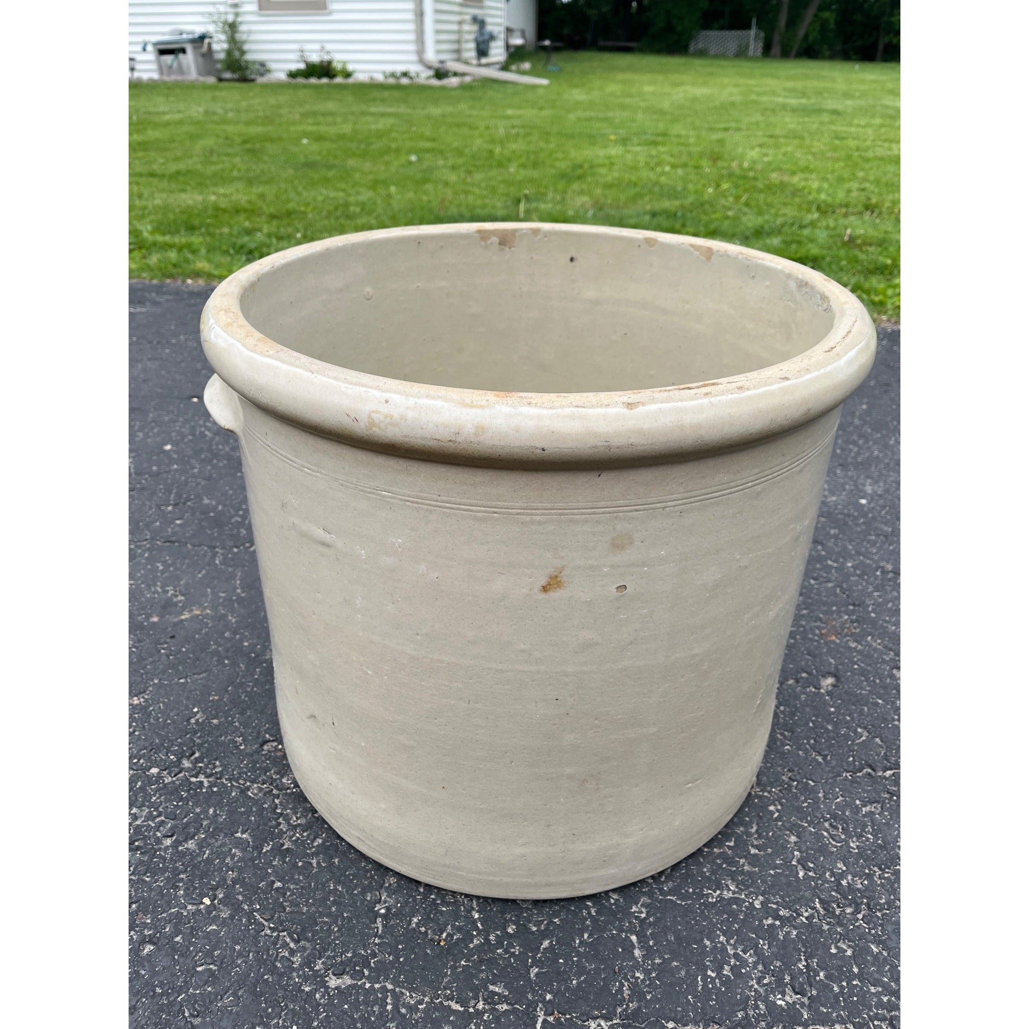 Antique Monmouth Pottery Co. 15 Gallon Stoneware Crock Rare Squatty Size
