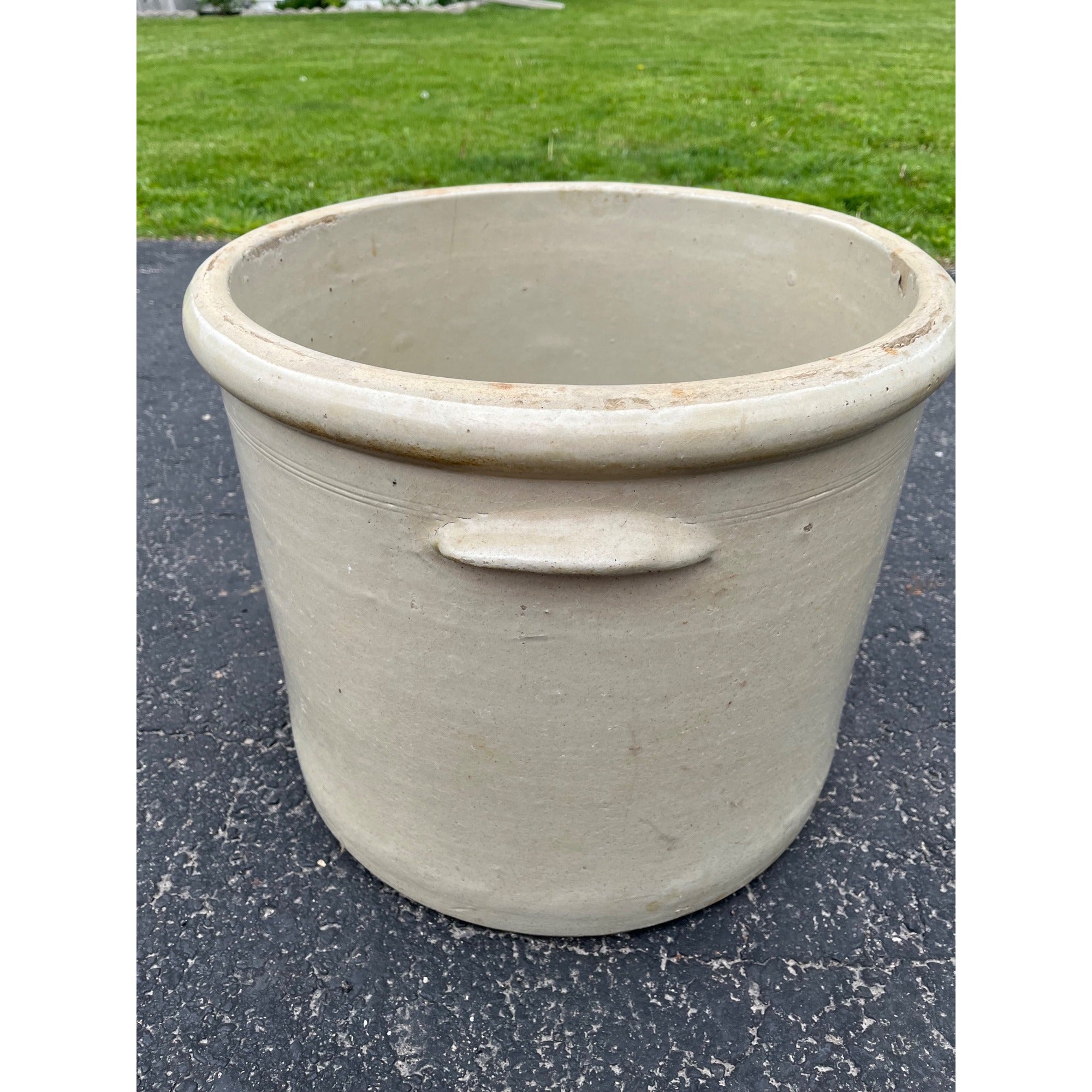 Antique Monmouth Pottery Co. 15 Gallon Stoneware Crock Rare Squatty Size