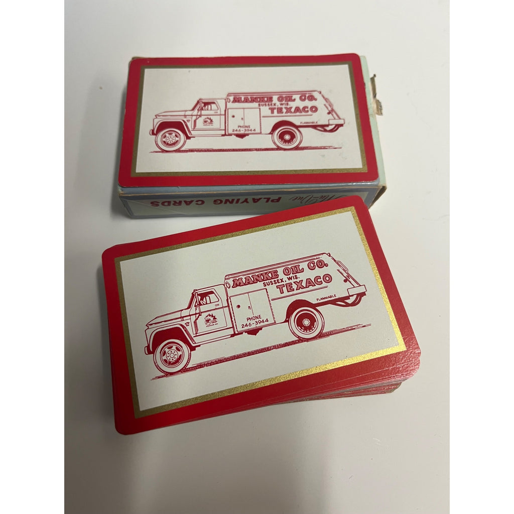 Vintage 1950s Texaco Manke Oil Co. Sussex Wis Advertising Playing Cards