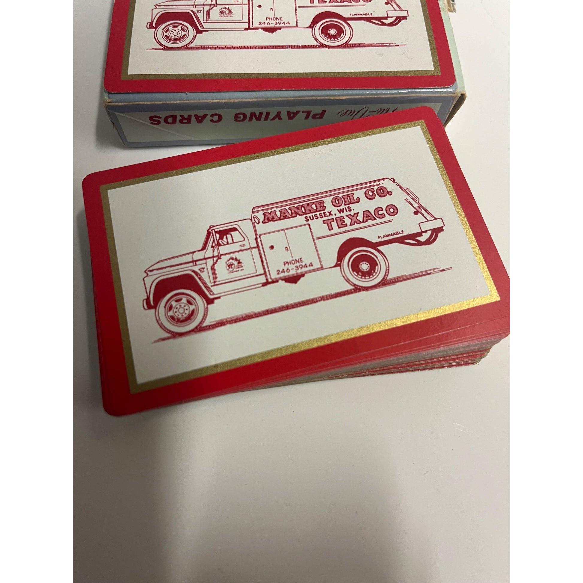 Vintage 1950s Texaco Manke Oil Co. Sussex Wis Advertising Playing Cards