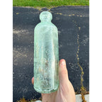 Antique Gray & Co Blob Top Soda Bottle Janesville Wi Wisconsin Hutchinson Aqua Blue