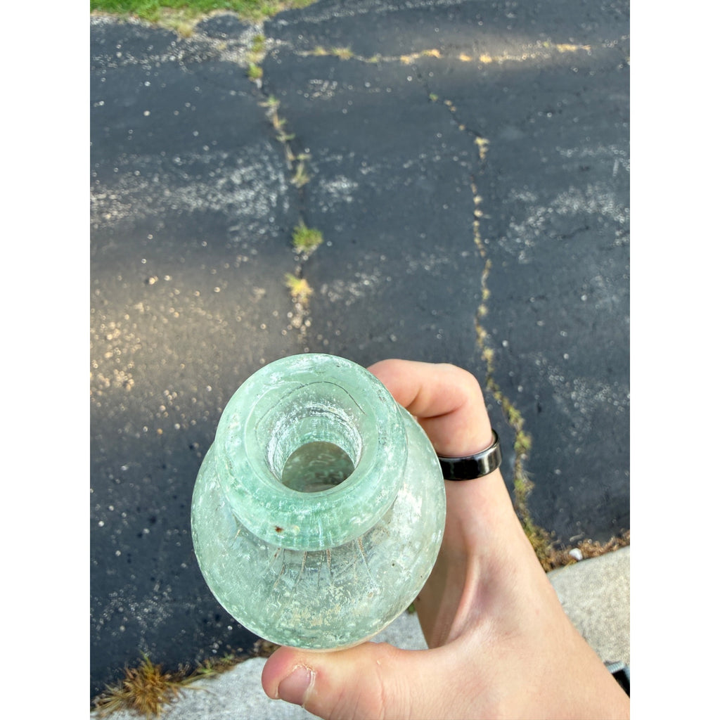 Antique Gray & Co Blob Top Soda Bottle Janesville Wi Wisconsin Hutchinson Aqua Blue