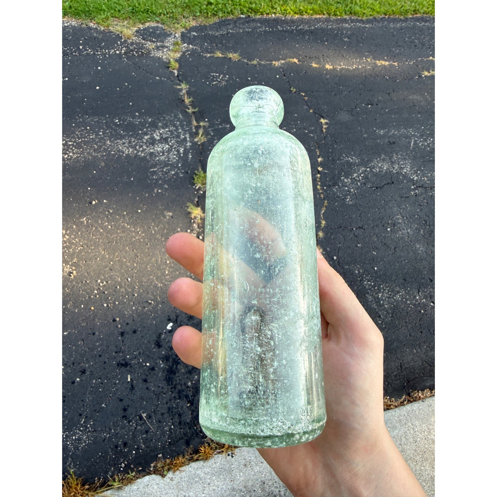 Antique Gray & Co Blob Top Soda Bottle Janesville Wi Wisconsin Hutchinson Aqua Blue