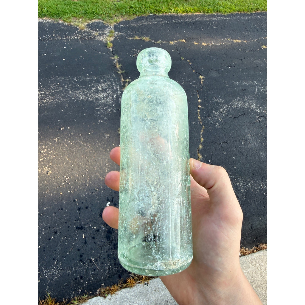 Antique Gray & Co Blob Top Soda Bottle Janesville Wi Wisconsin Hutchinson Aqua Blue