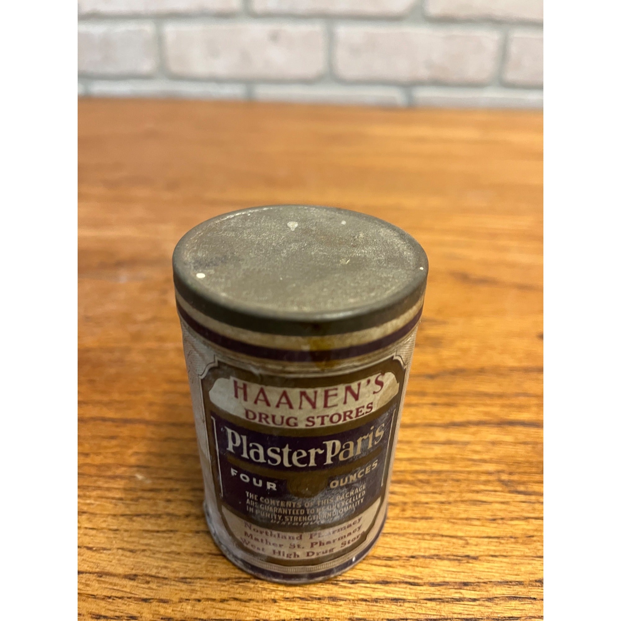 Vintage Dental Plaster Apothecary Can Haanen's Drug Store Green Bay Wisconsin