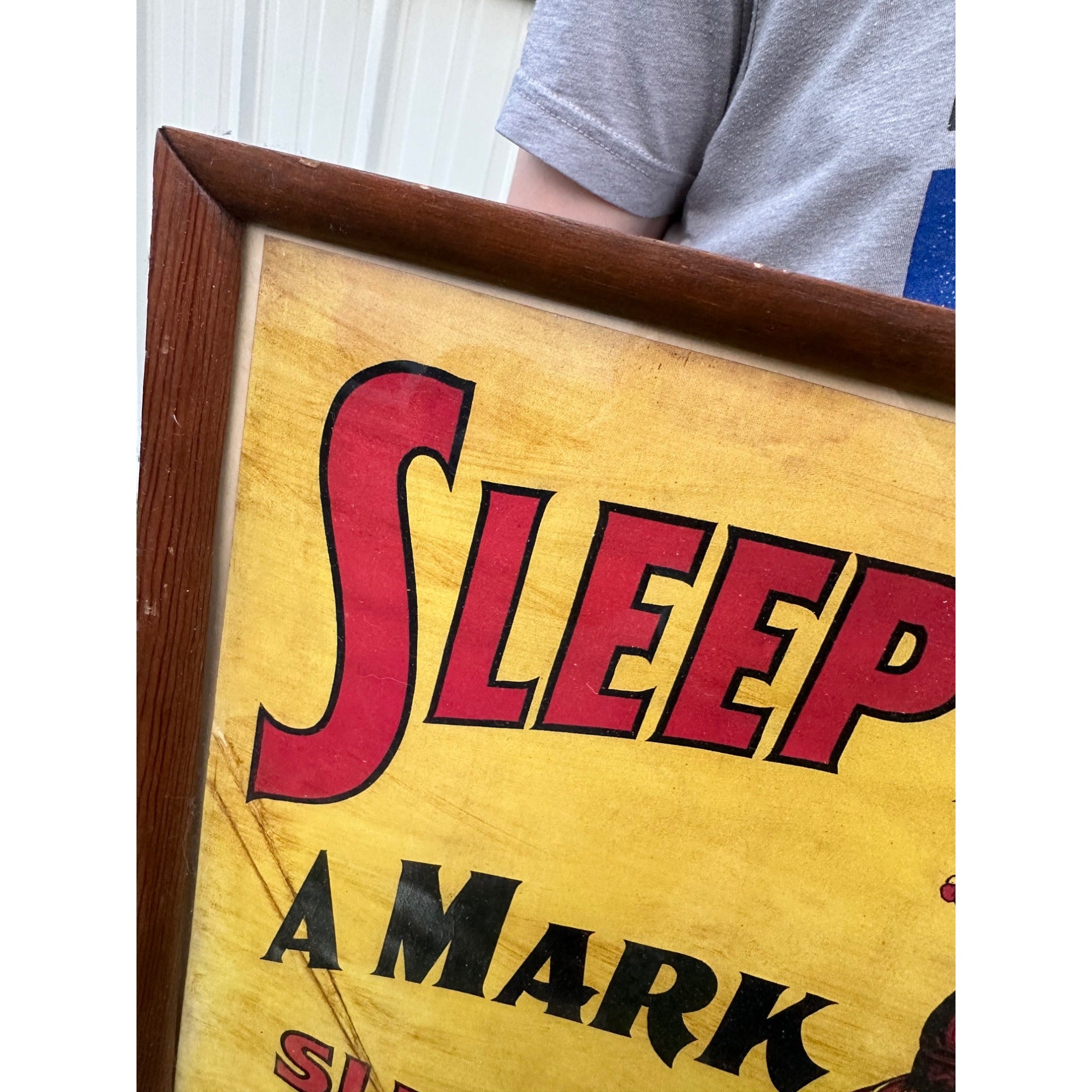 Original Sleepy Eye Flour Paper Litho Framed Sign Advertising Native American