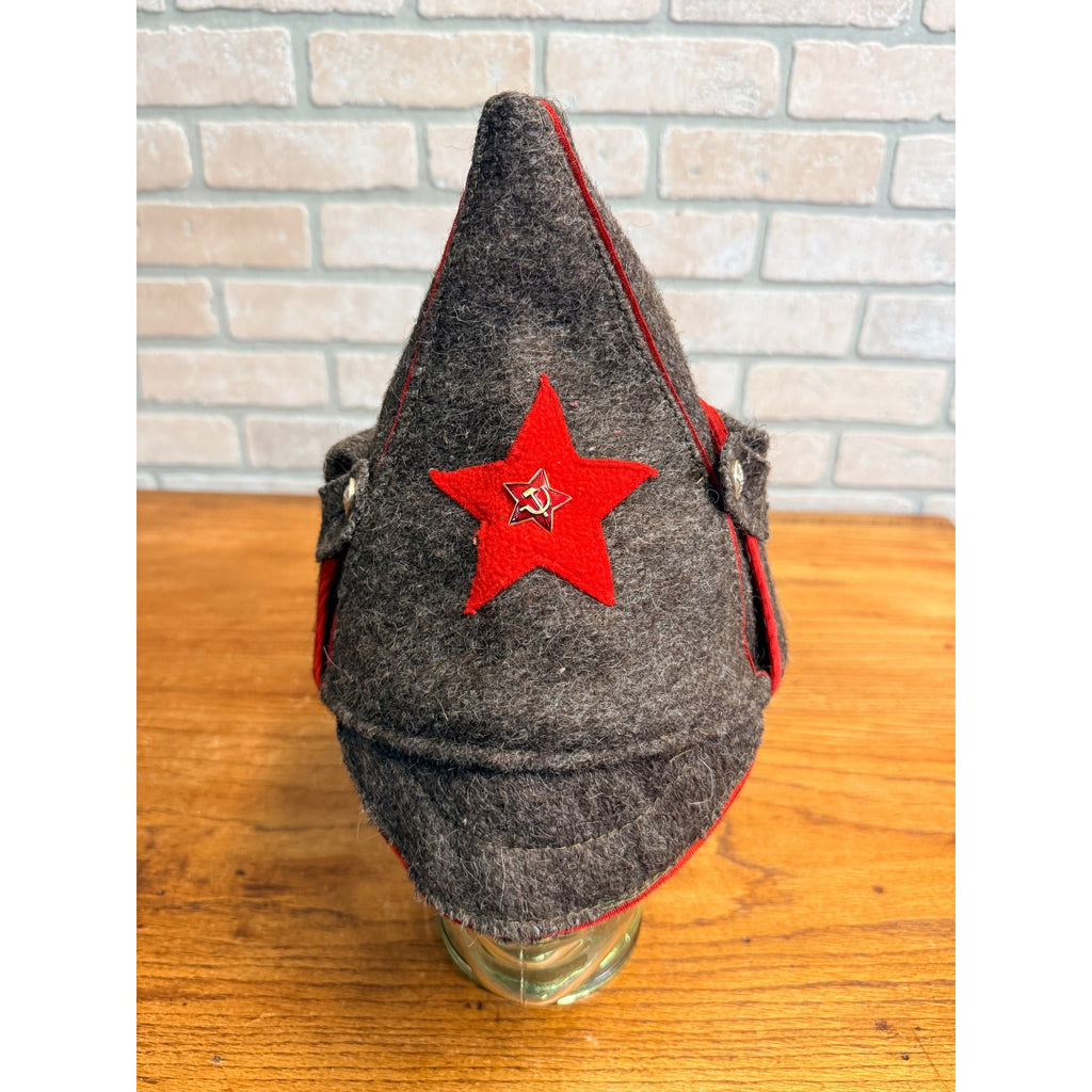 Original USSR Soviet Russian Army Budenovka Wool Military Hat Uniform NKVD Cap