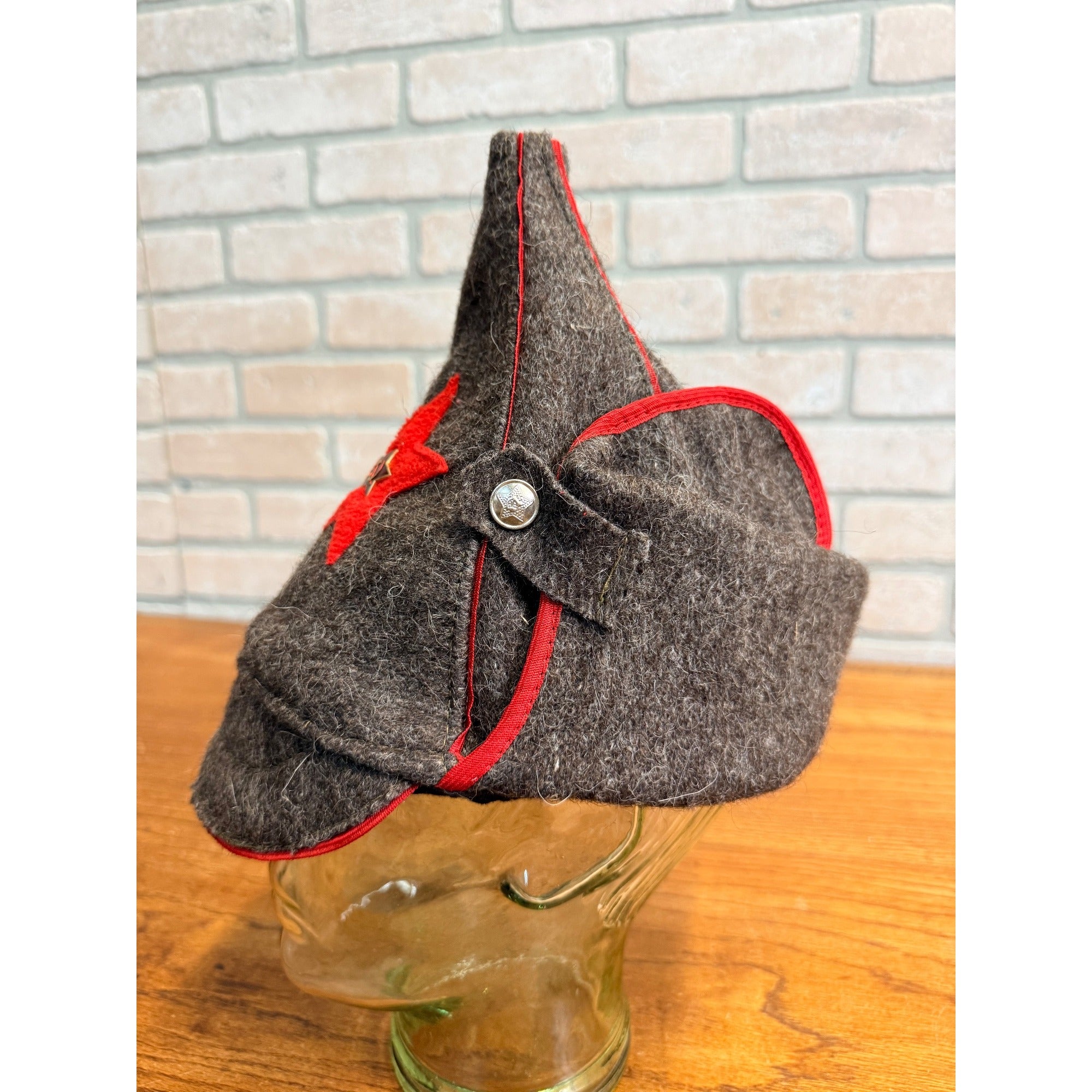Original USSR Soviet Russian Army Budenovka Wool Military Hat Uniform NKVD Cap