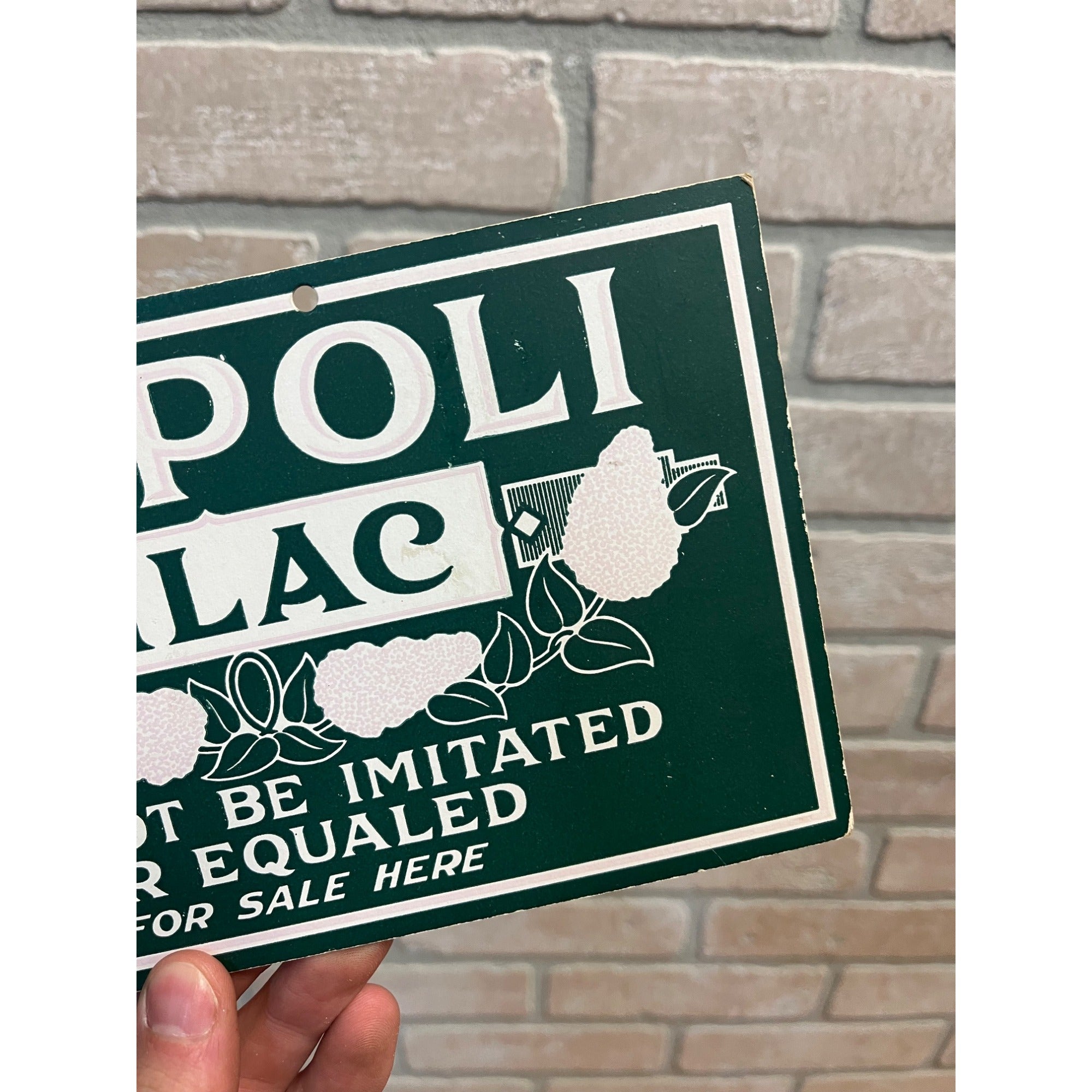 Original c1900s Tripoli Lilac Hanging Advertising Sign Pharmacy Drug Store