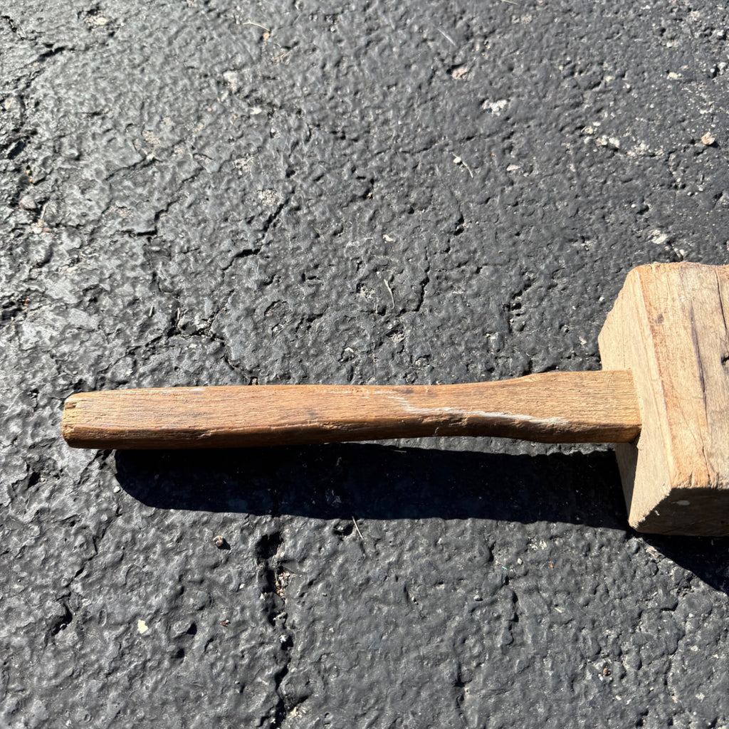 Antique Primitive Wooden Mallet Meat Beetle Hand Hewn Farm Tool Rustic Decor