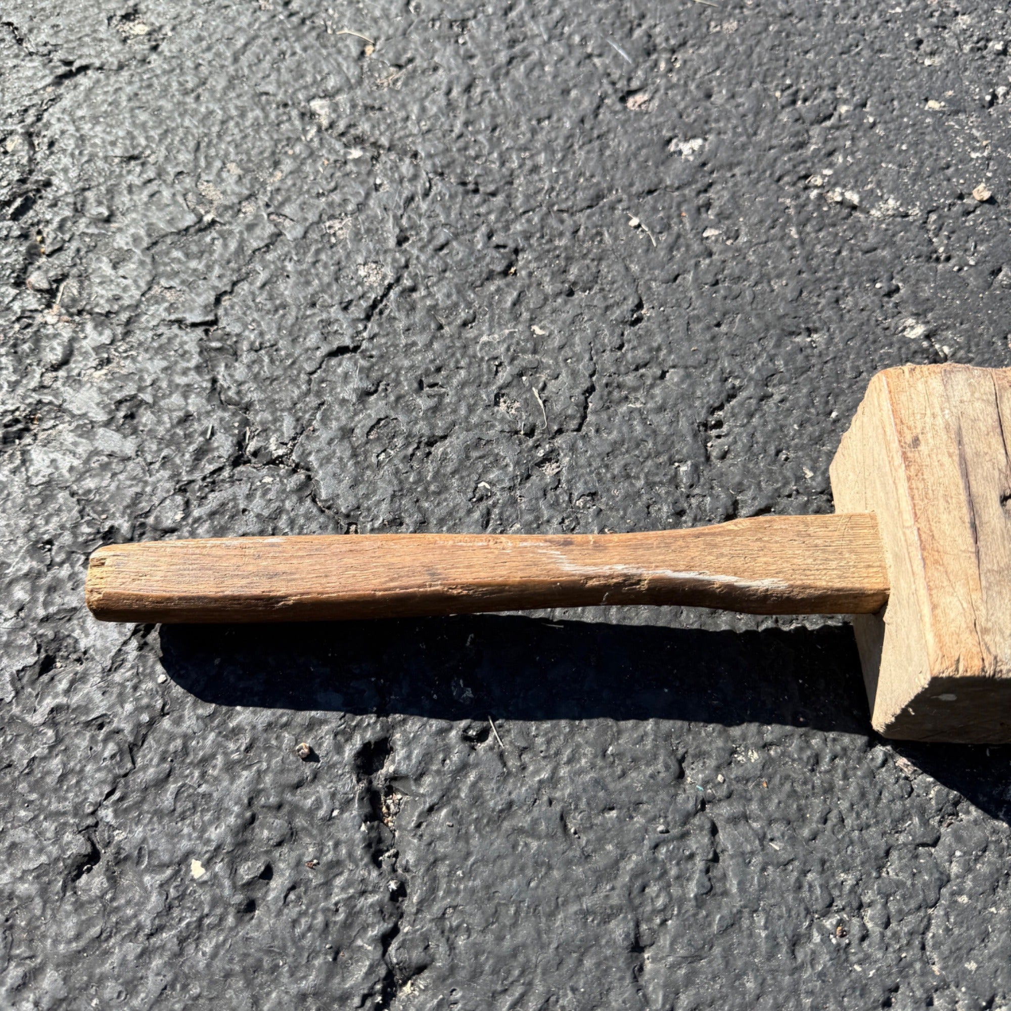 Antique Primitive Wooden Mallet Meat Beetle Hand Hewn Farm Tool Rustic Decor