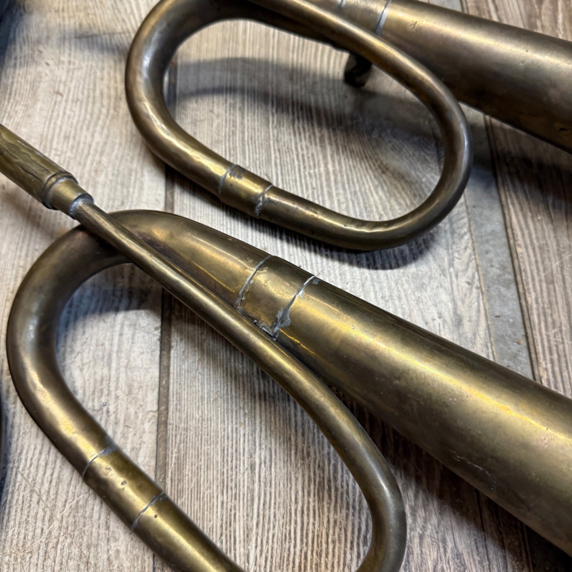 Vintage Antique lot of Horns Brass Musical Instruments Decor As-is