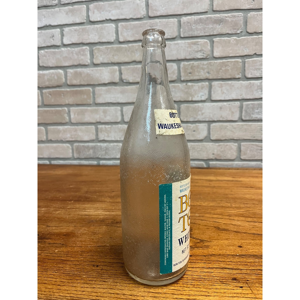 Vintage Bon Ton Waukesha Wisconsin Wis White Soda Glass Bottle 32oz